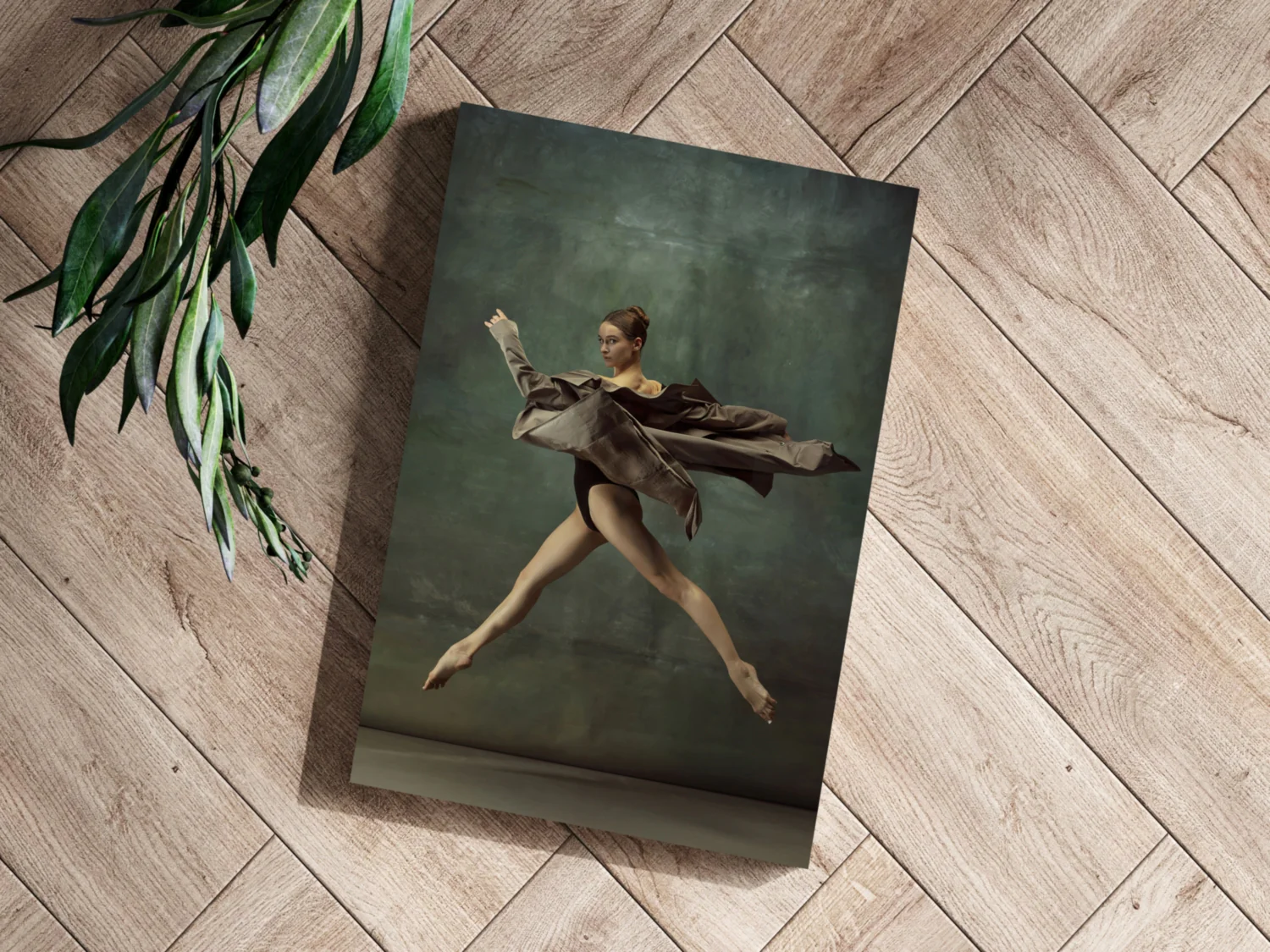 Leaping Dancer Brown Fabric Aluminum Print - Image 3