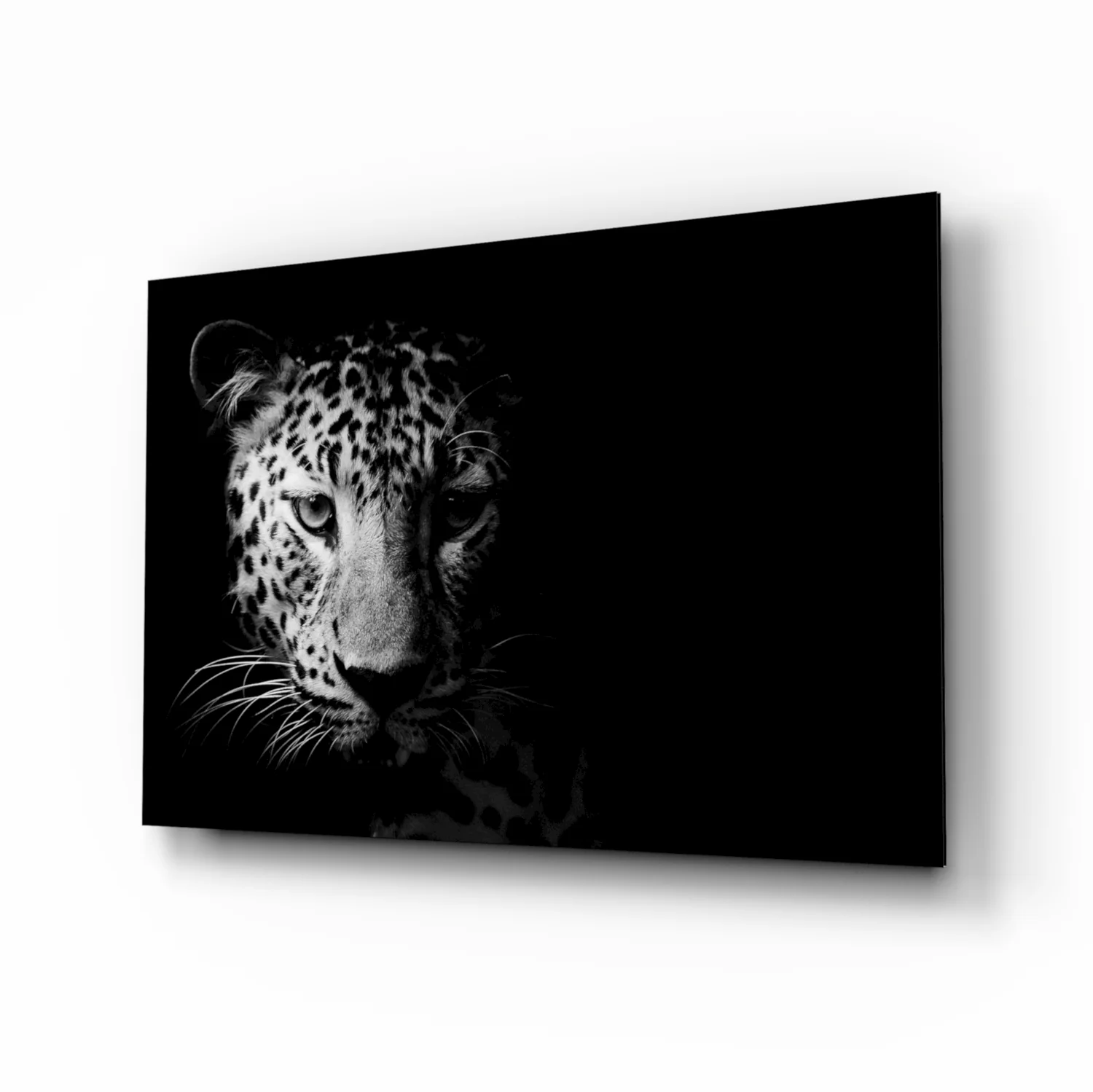 Leopard Face In Shadow Glass Wall Art - Image 2