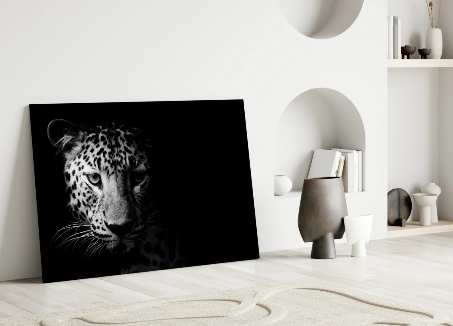Leopard Face In Shadow Glass Wall Art - Image 4