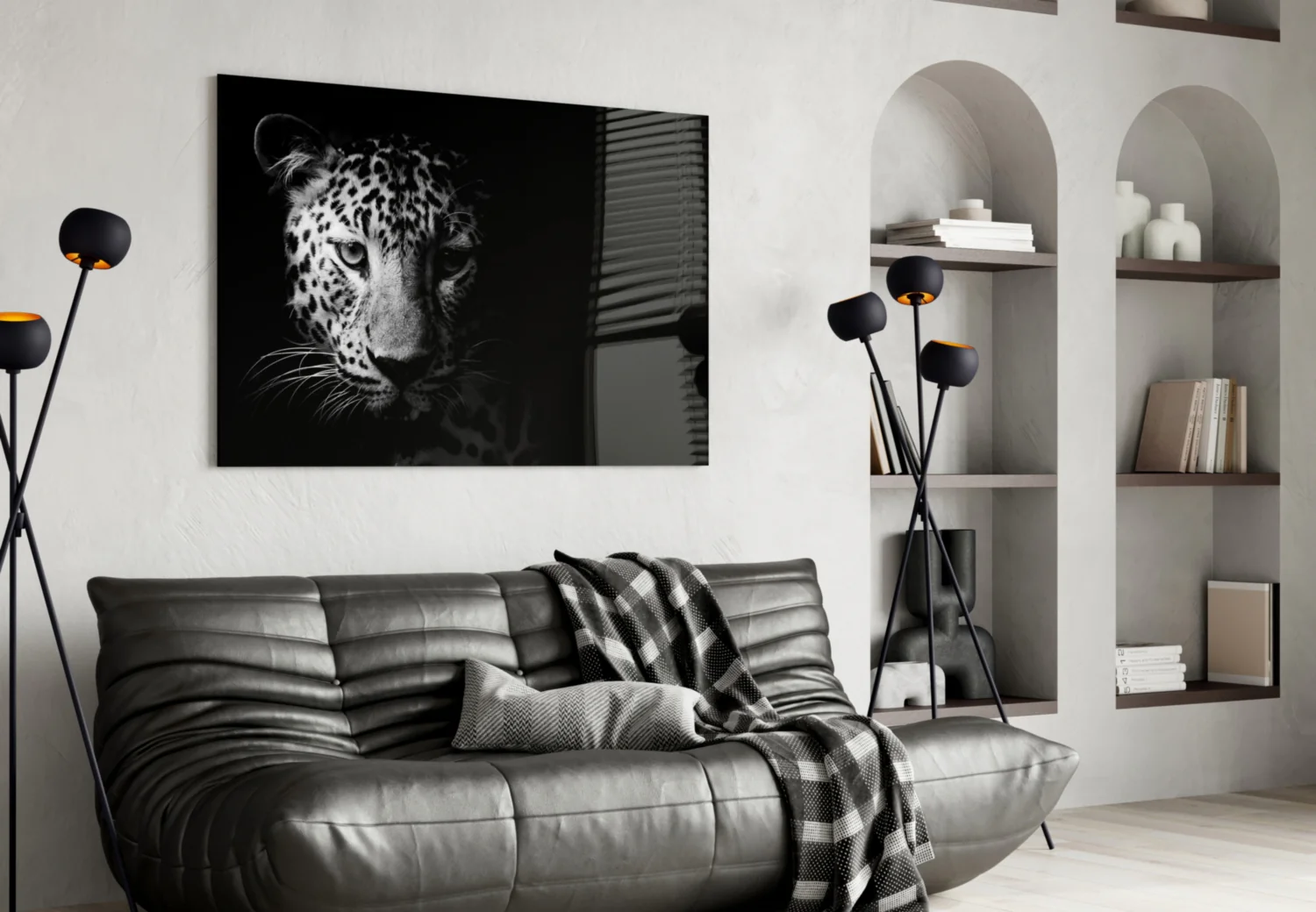 Leopard Face In Shadow Glass Wall Art - Image 5