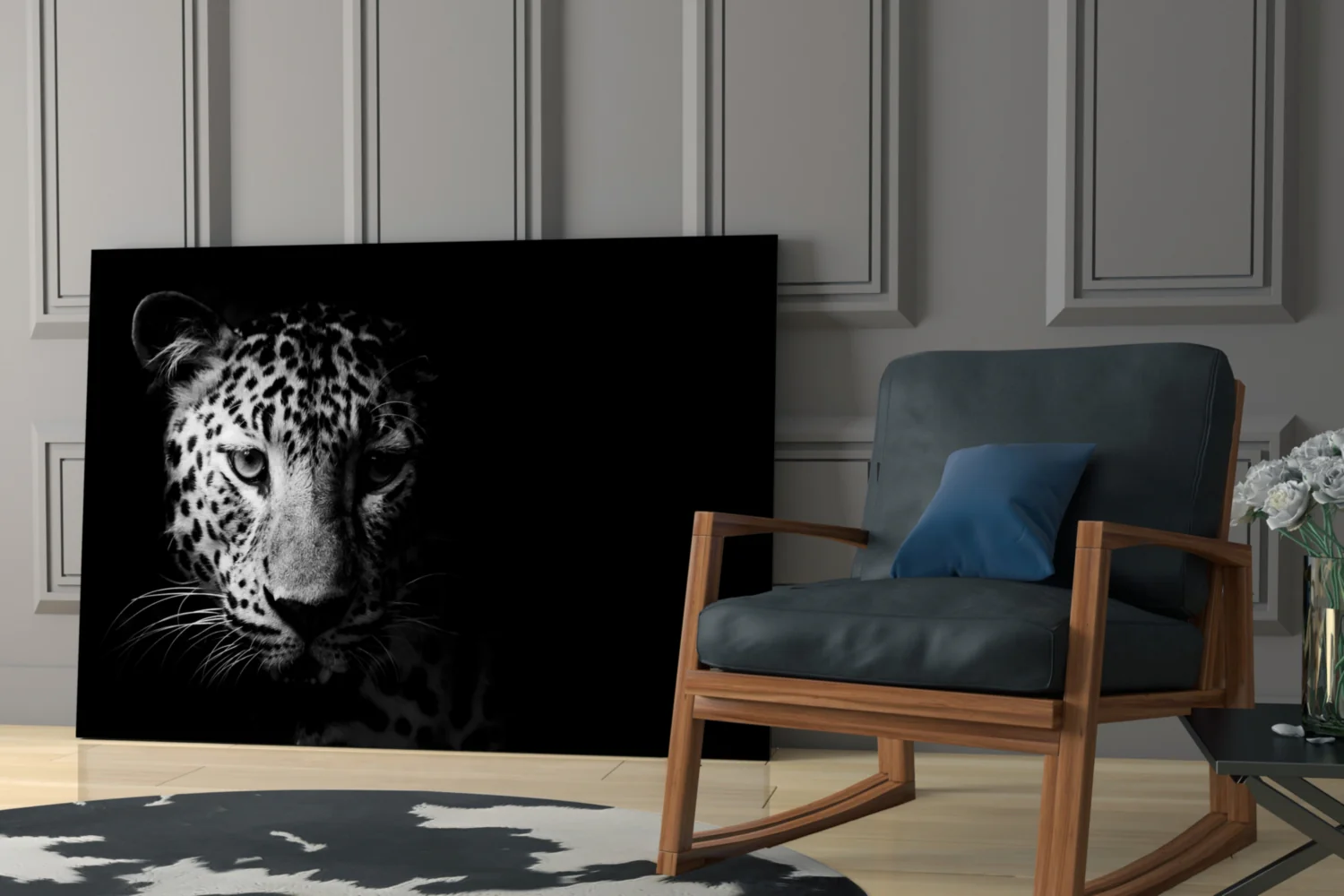 Leopard Face In Shadow Glass Wall Art - Image 7