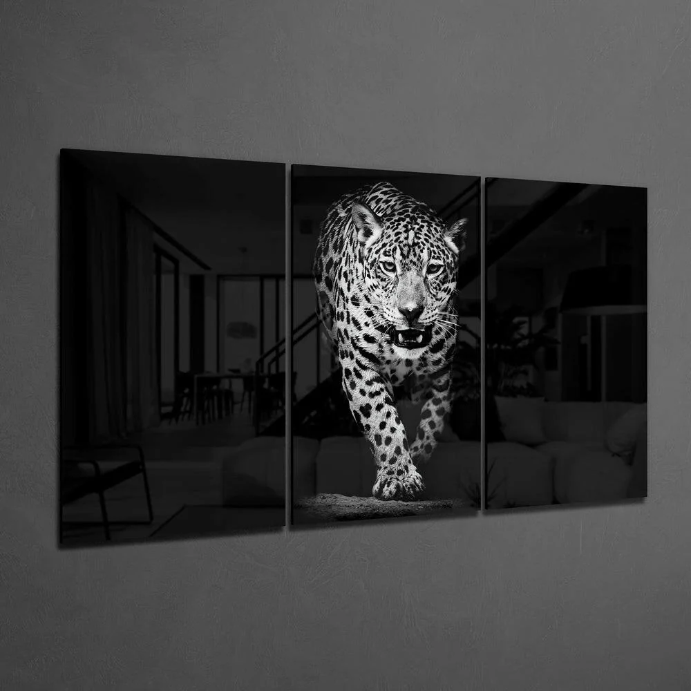 Leopard in the Dark Mega Glass Wall Art - Image 2