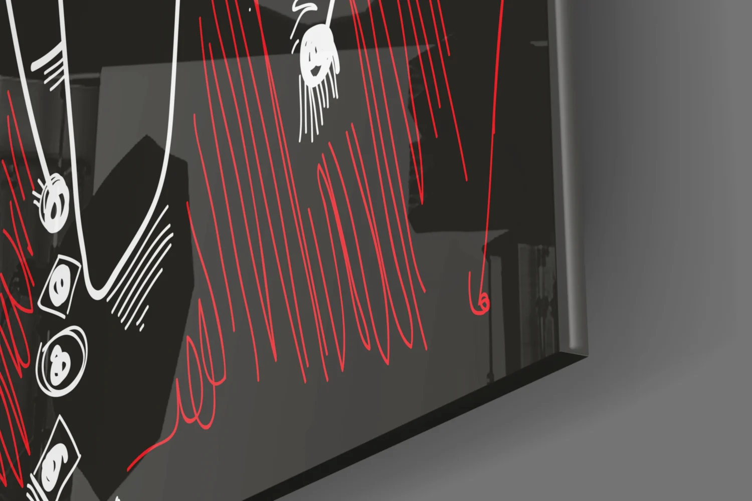 Line Art Faces Red Black Glass Wall Art - Image 7