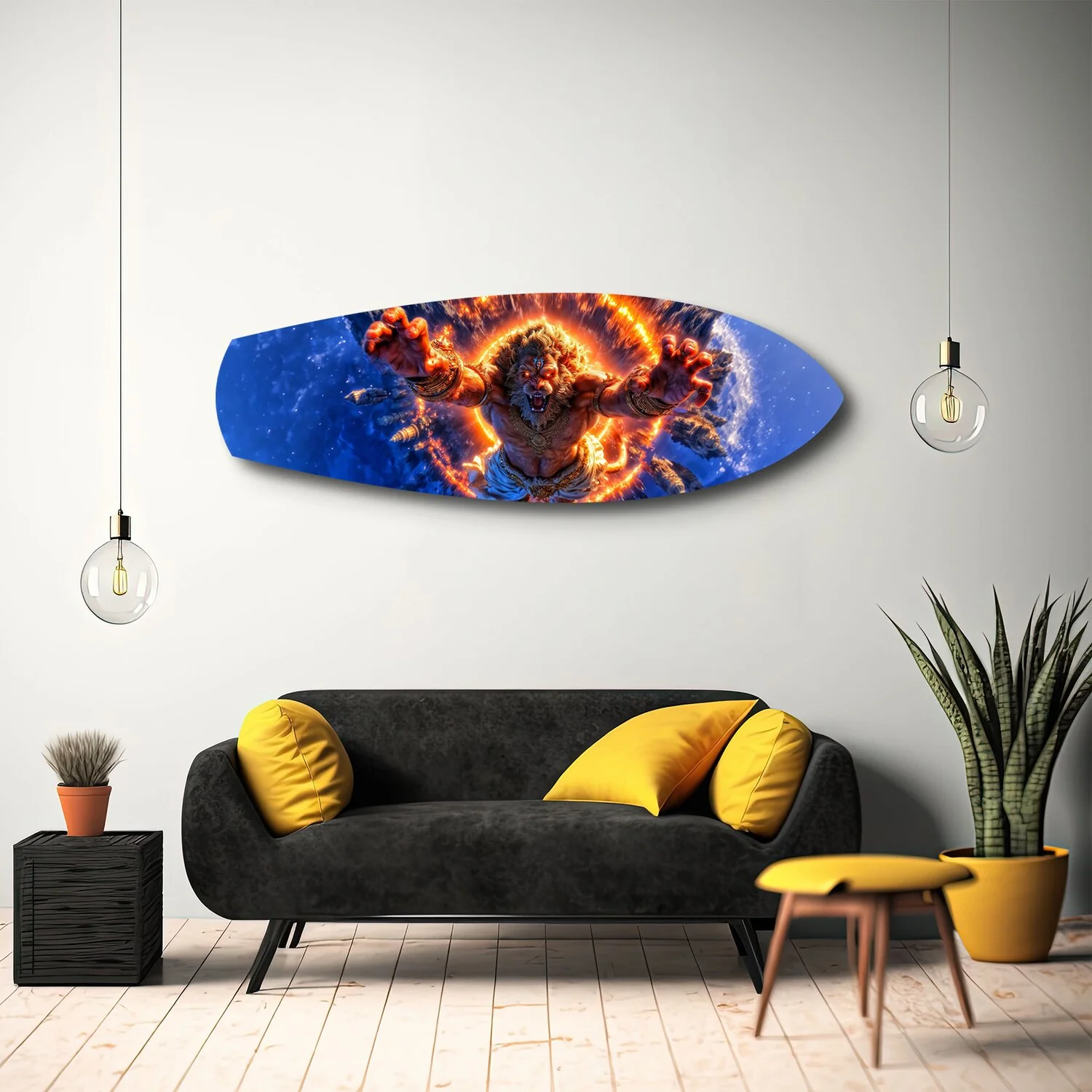 Lion God Mythology Fire Portal Glass Wall Art - Image 10