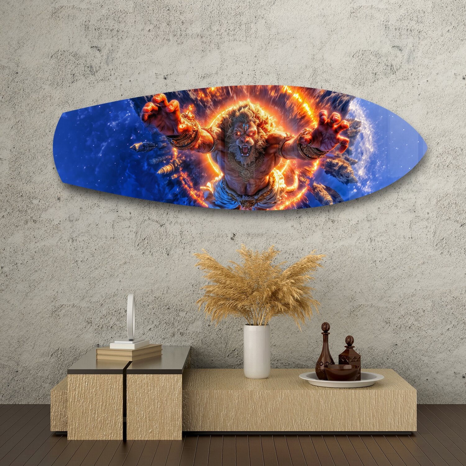 Lion God Mythology Fire Portal Glass Wall Art - Image 8