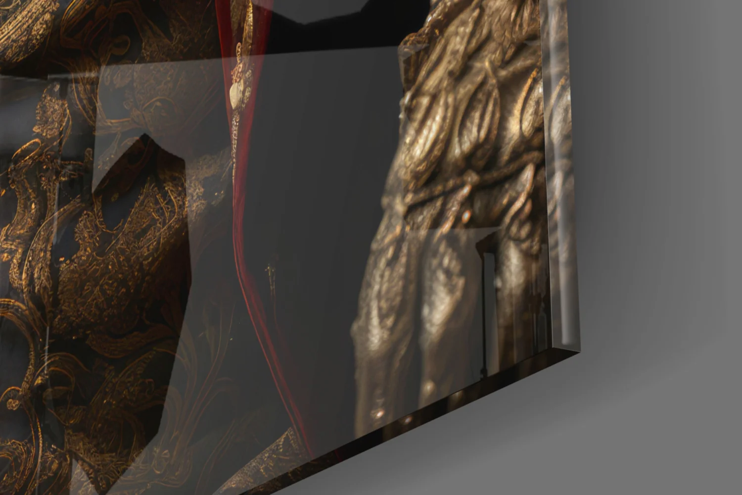 Lion in Crimson Military Coat Glass Wall Art - Image 8
