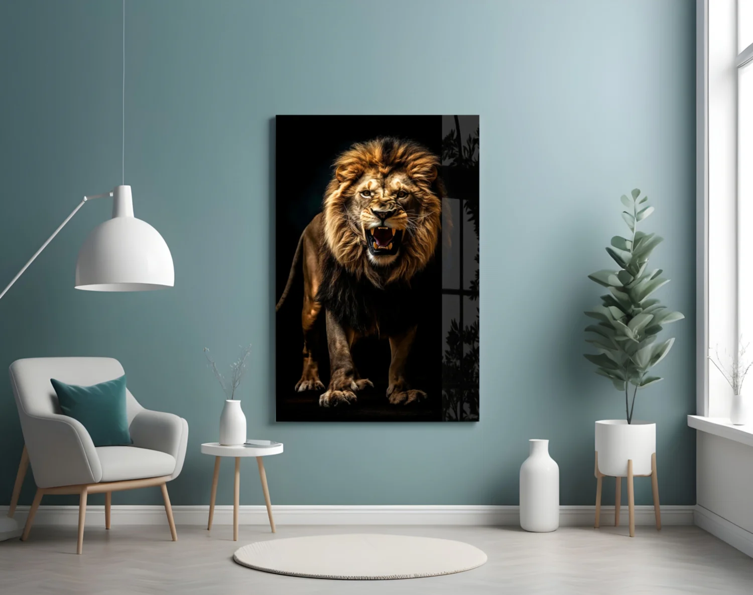 Lion in the Dark Glass Wall Art|| Designer's Collection - Image 5