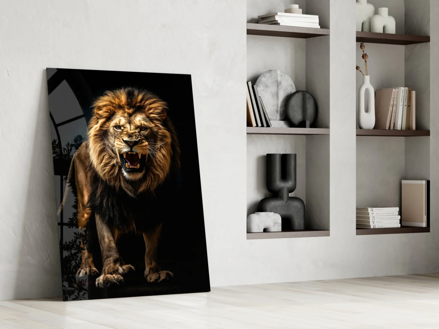 Lion in the Dark Glass Wall Art|| Designer's Collection - Image 7