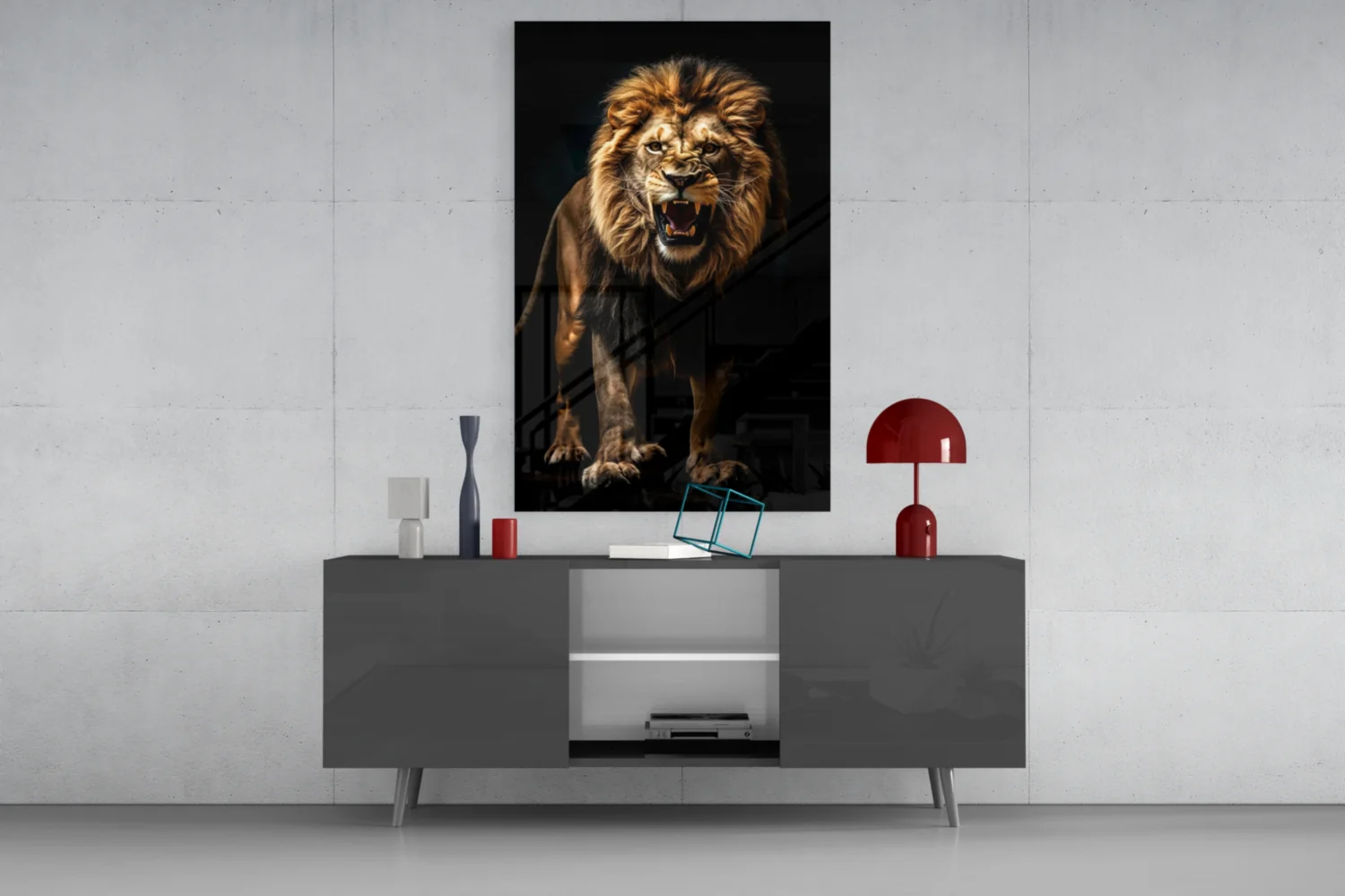 Lion in the Dark Glass Wall Art|| Designer's Collection - Image 9
