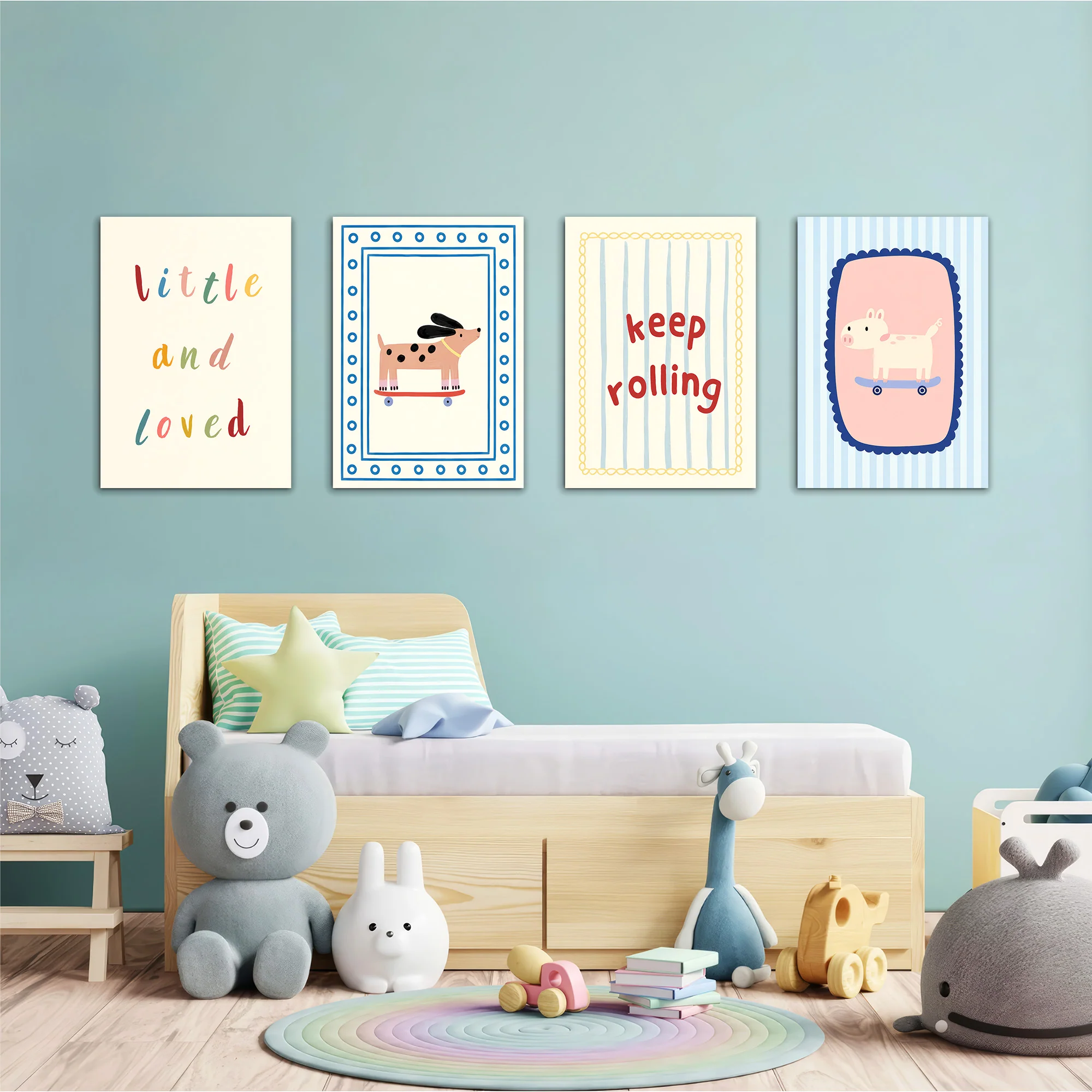 Little And Loved Skater Pup 4 Pieces Kids Metal Wall Art - Image 2