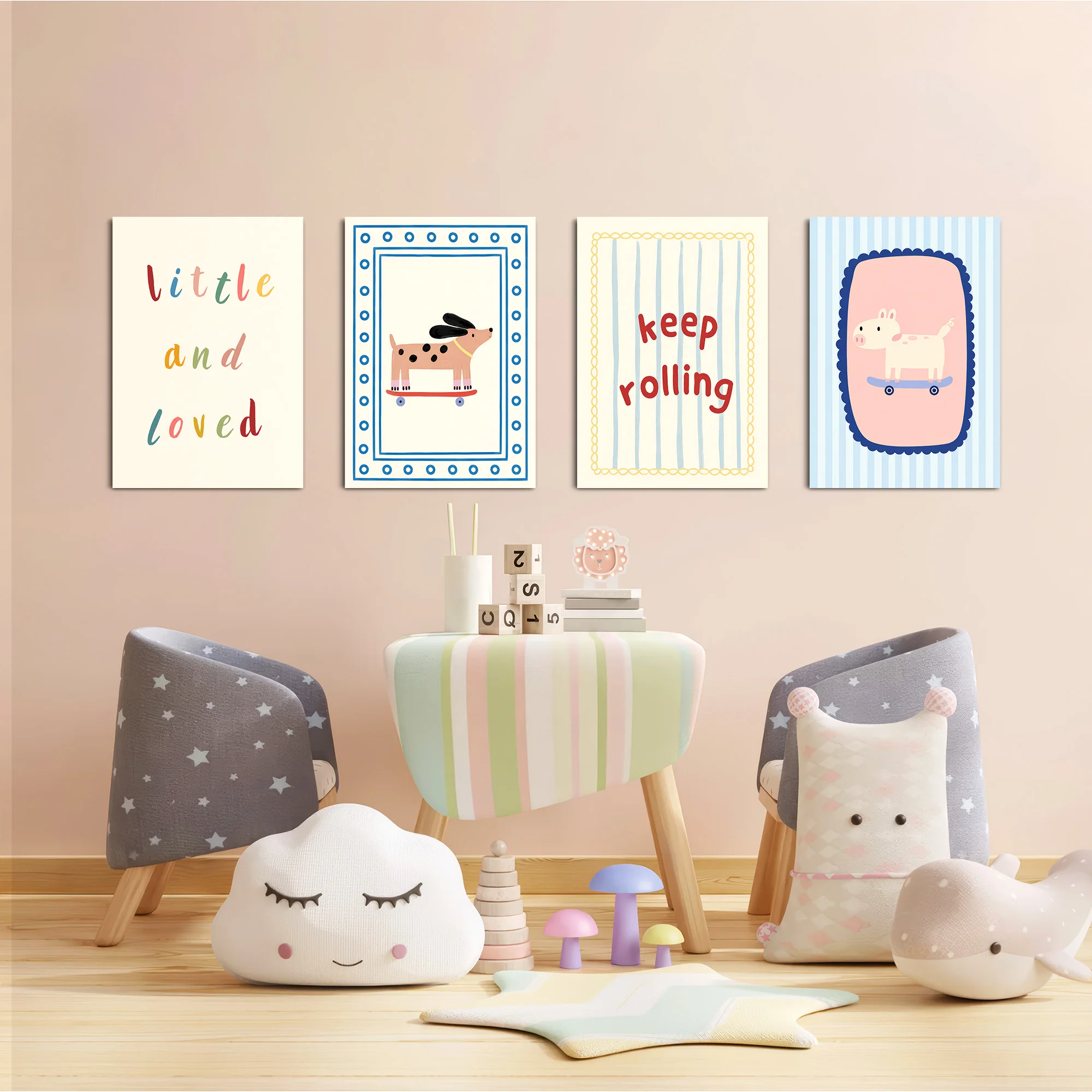 Little And Loved Skater Pup 4 Pieces Kids Metal Wall Art - Image 6