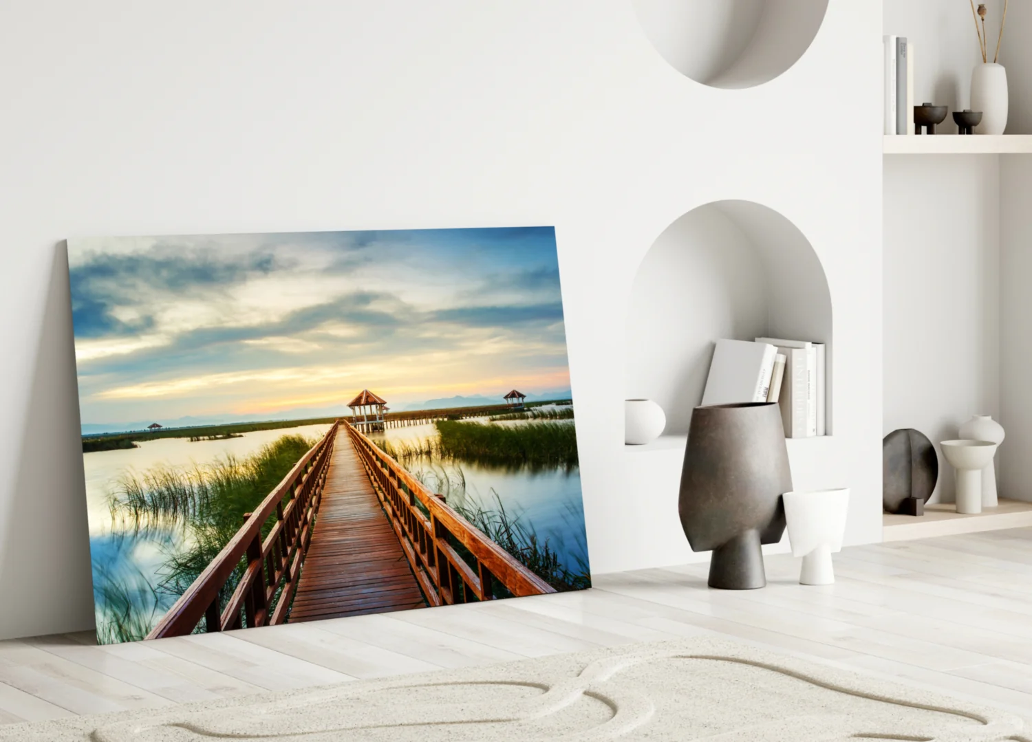 Long Dock on the Lake Glass Wall Art - Image 3