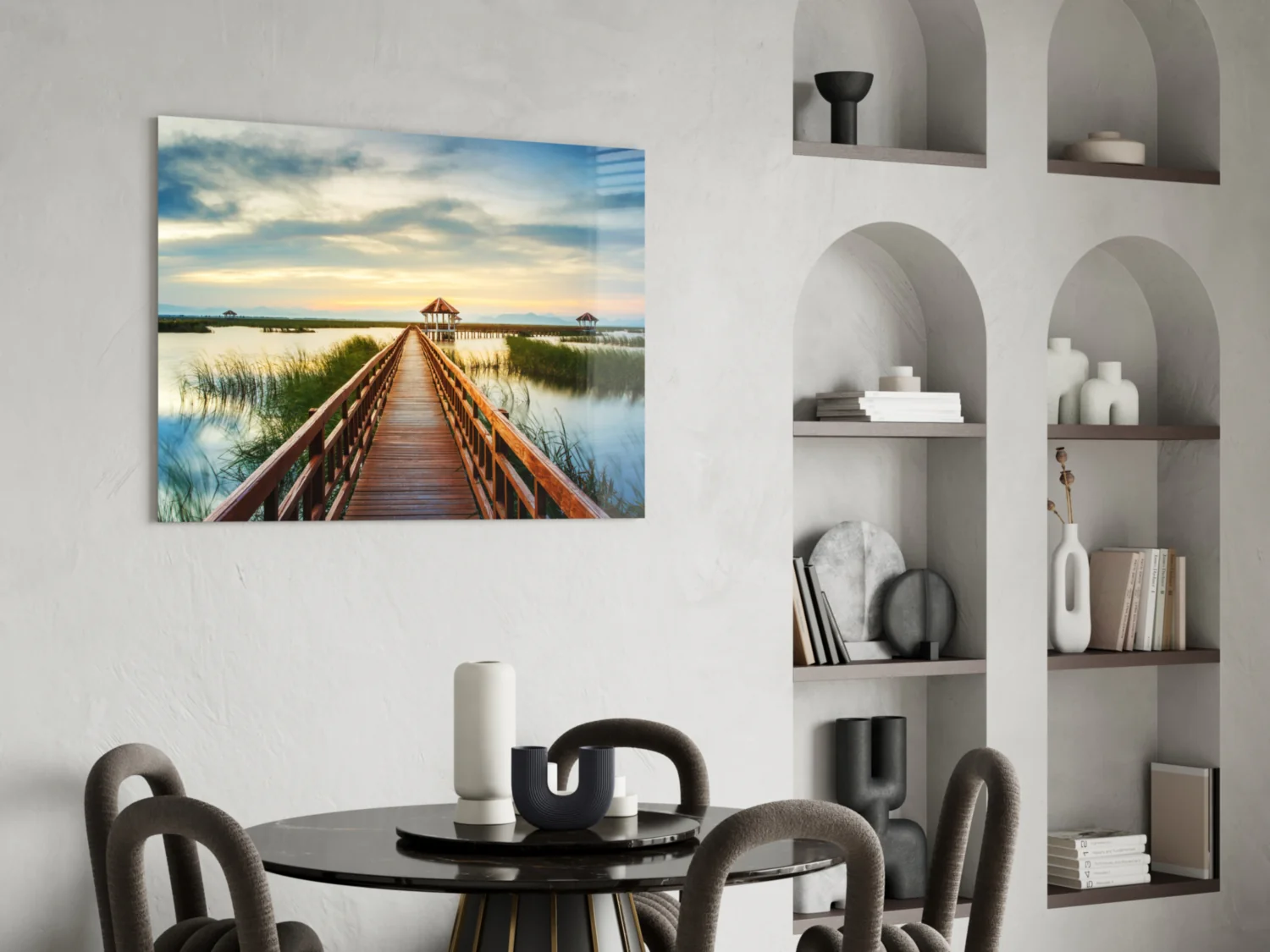 Long Dock on the Lake Glass Wall Art - Image 5