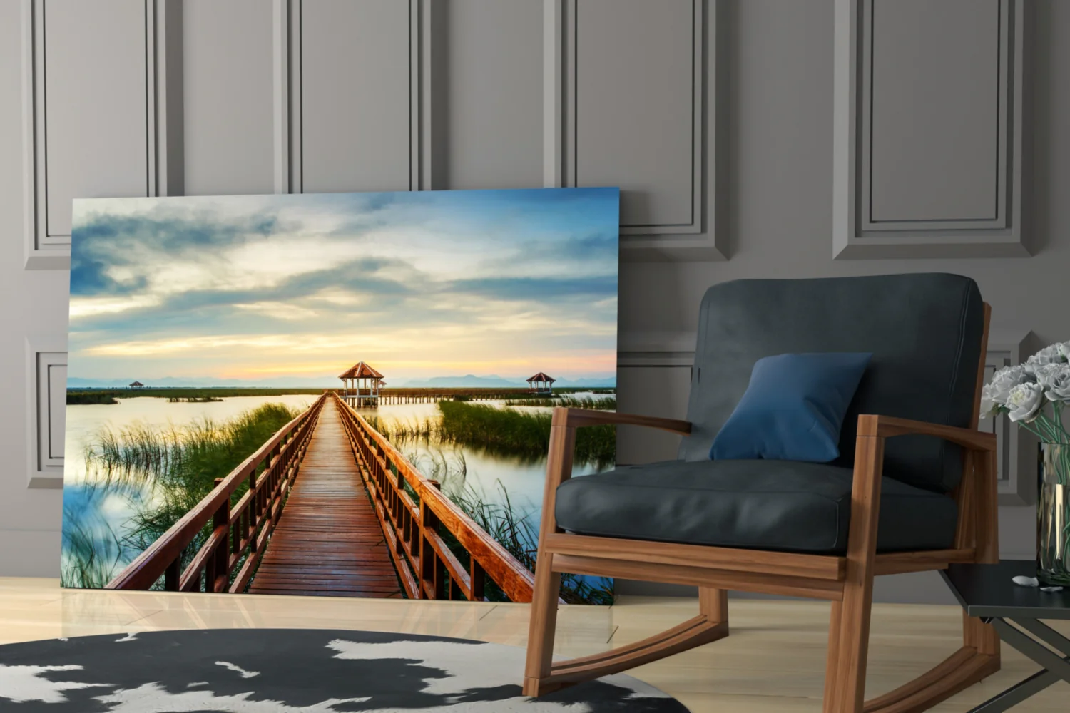 Long Dock on the Lake Glass Wall Art - Image 6