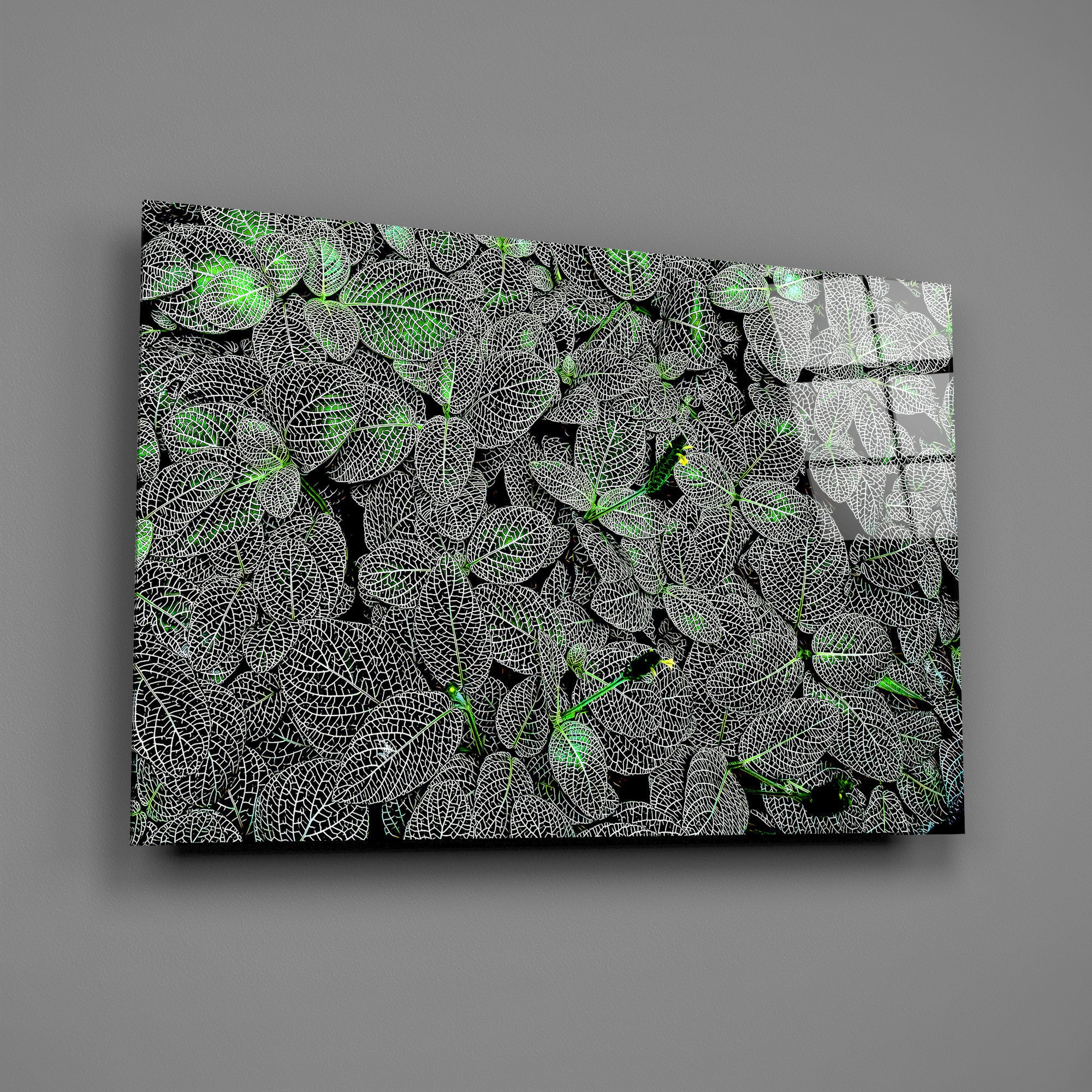 Luminous Leaf Veins Glass Wall Art - Image 3