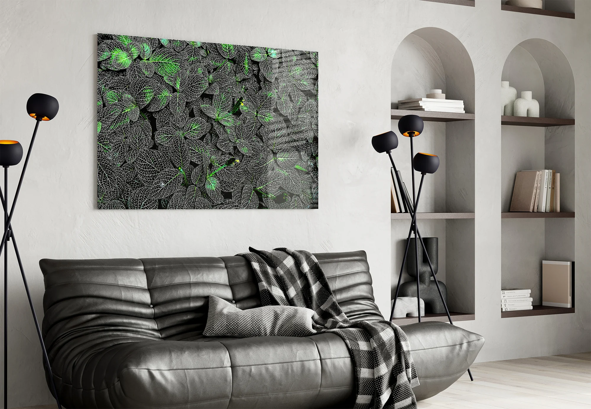Luminous Leaf Veins Glass Wall Art - Image 5