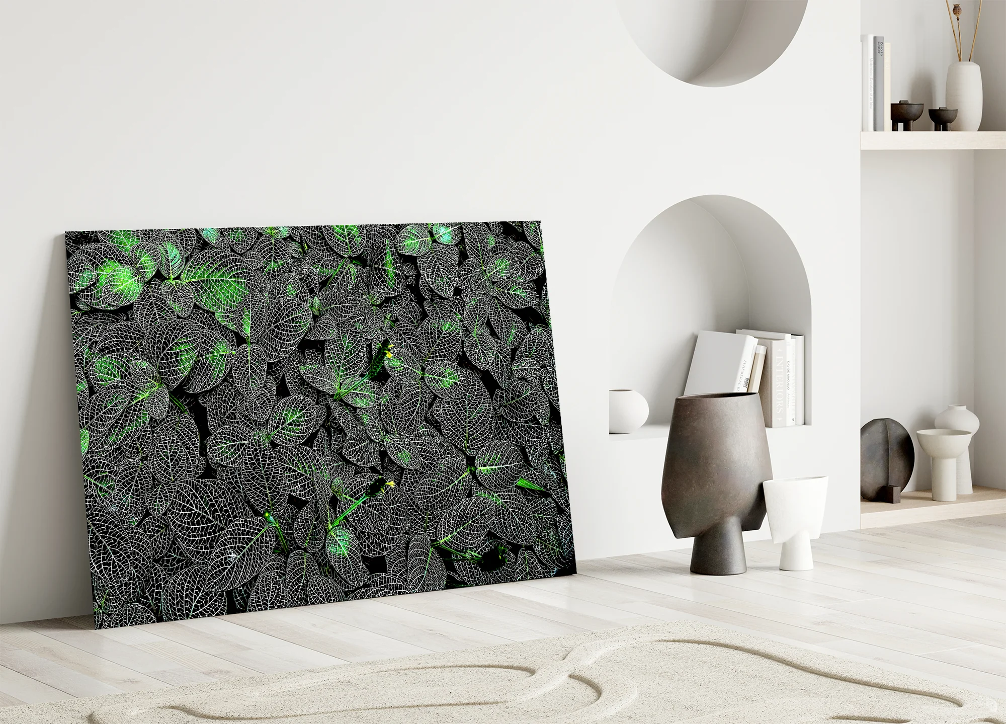 Luminous Leaf Veins Glass Wall Art - Image 6