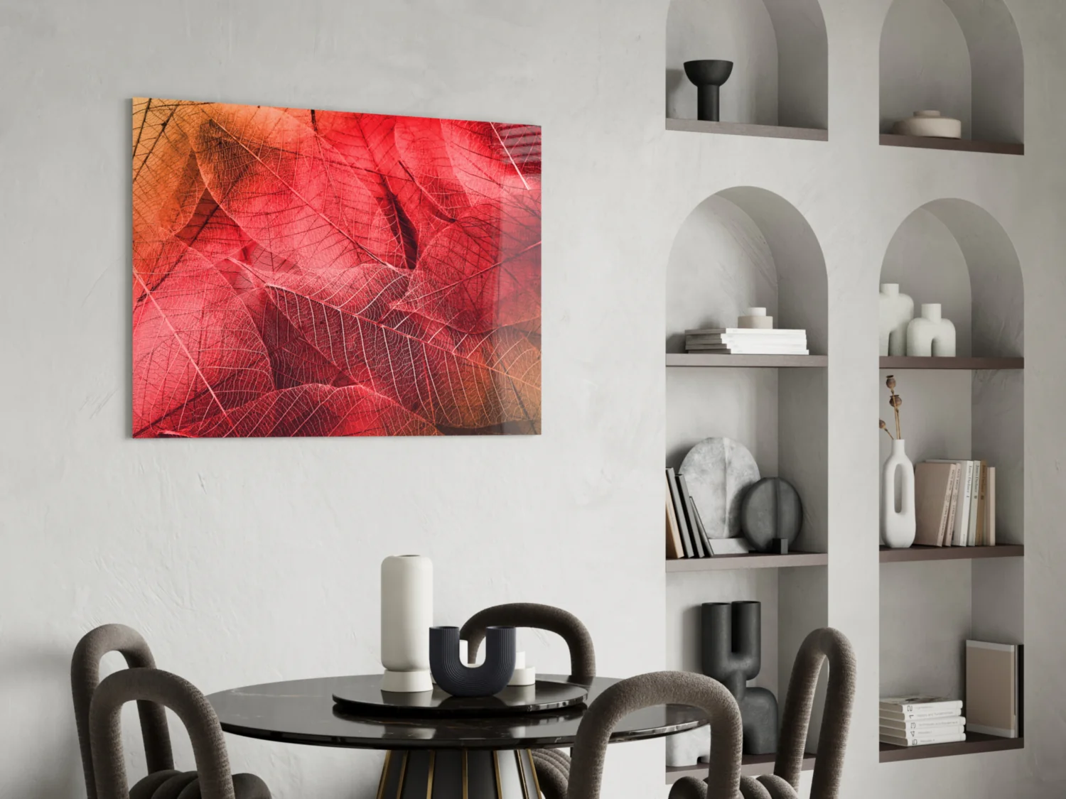 Macro Red Leaf Glass Wall Art - Image 5