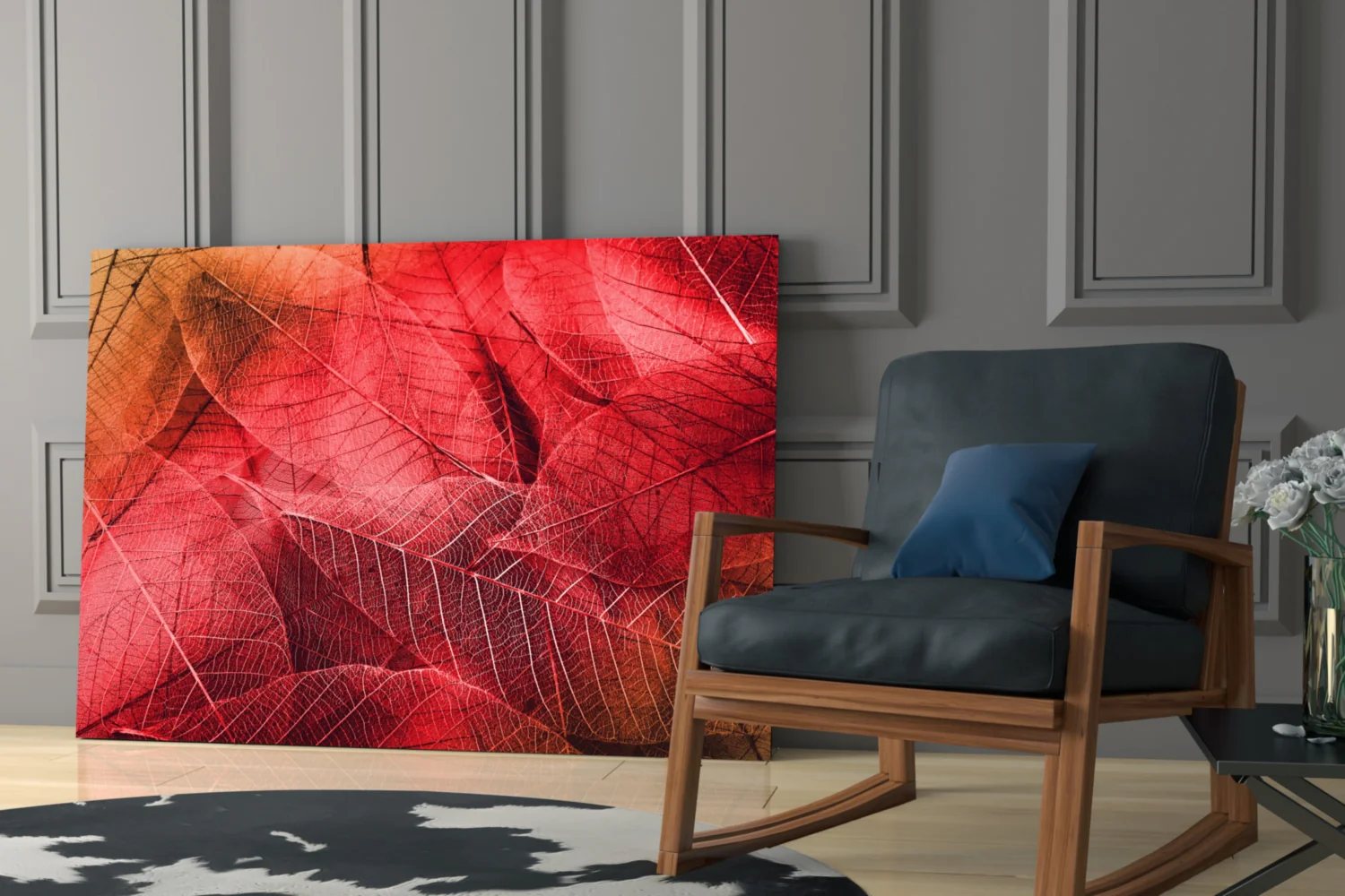 Macro Red Leaf Glass Wall Art - Image 6