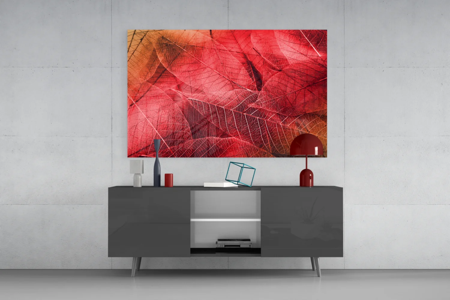 Macro Red Leaf Glass Wall Art - Image 8