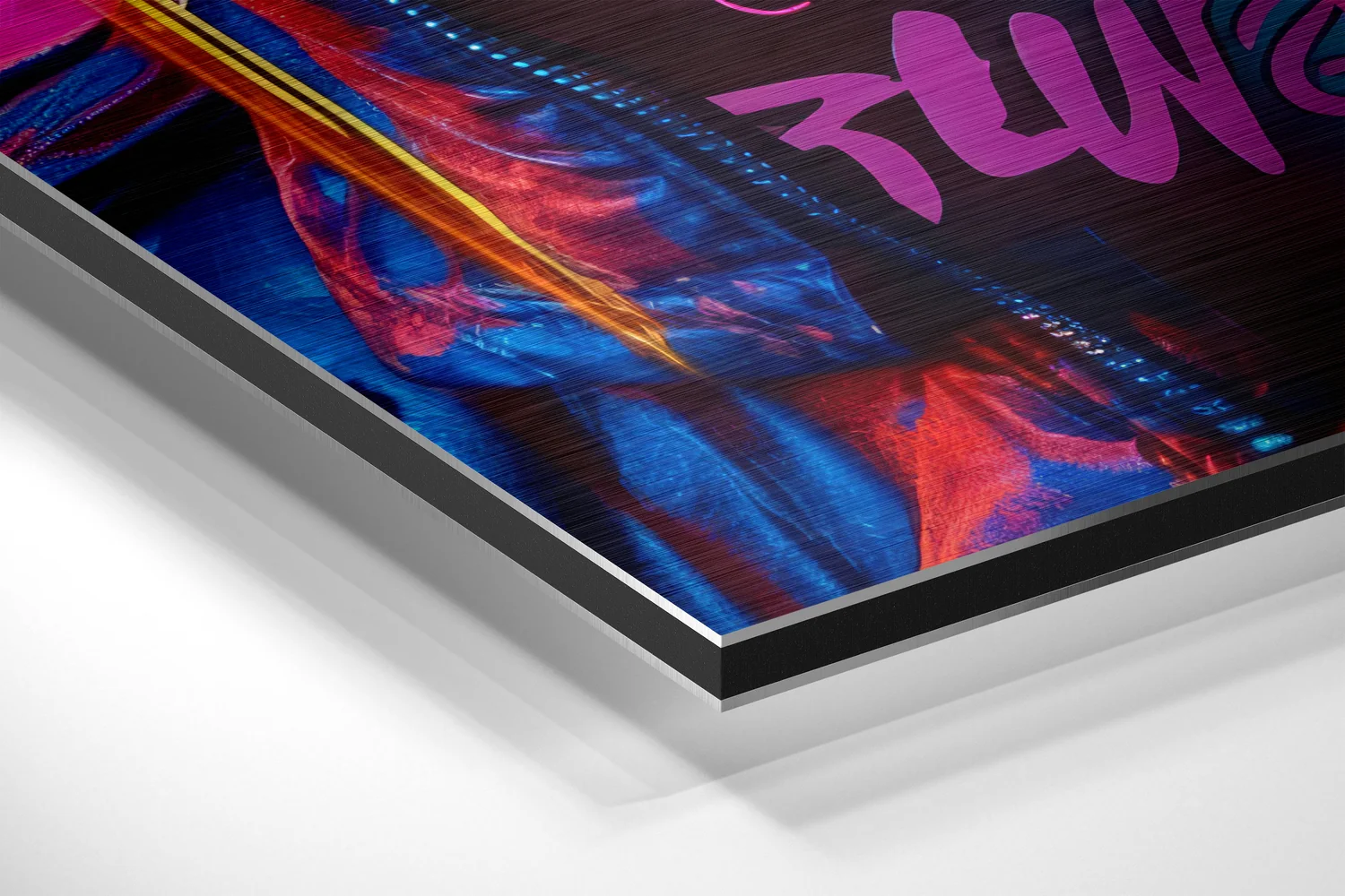 Magenta Neon Graffiti Woman Brushed Aluminum Dibond Wall Art - Image 2
