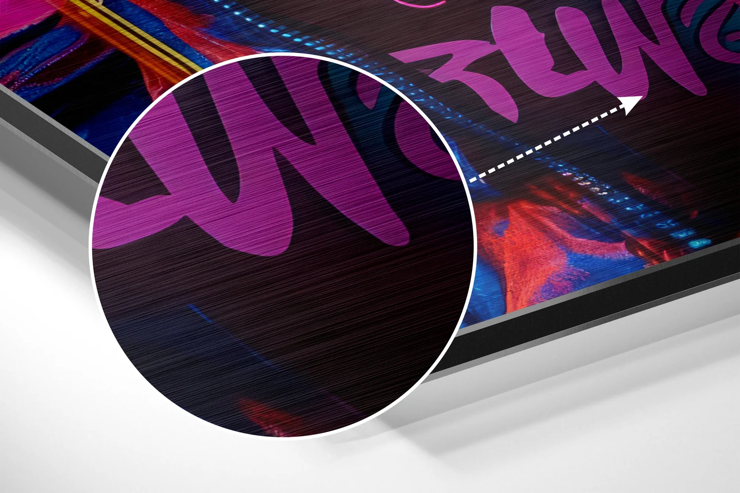 Magenta Neon Graffiti Woman Brushed Aluminum Dibond Wall Art - Image 3