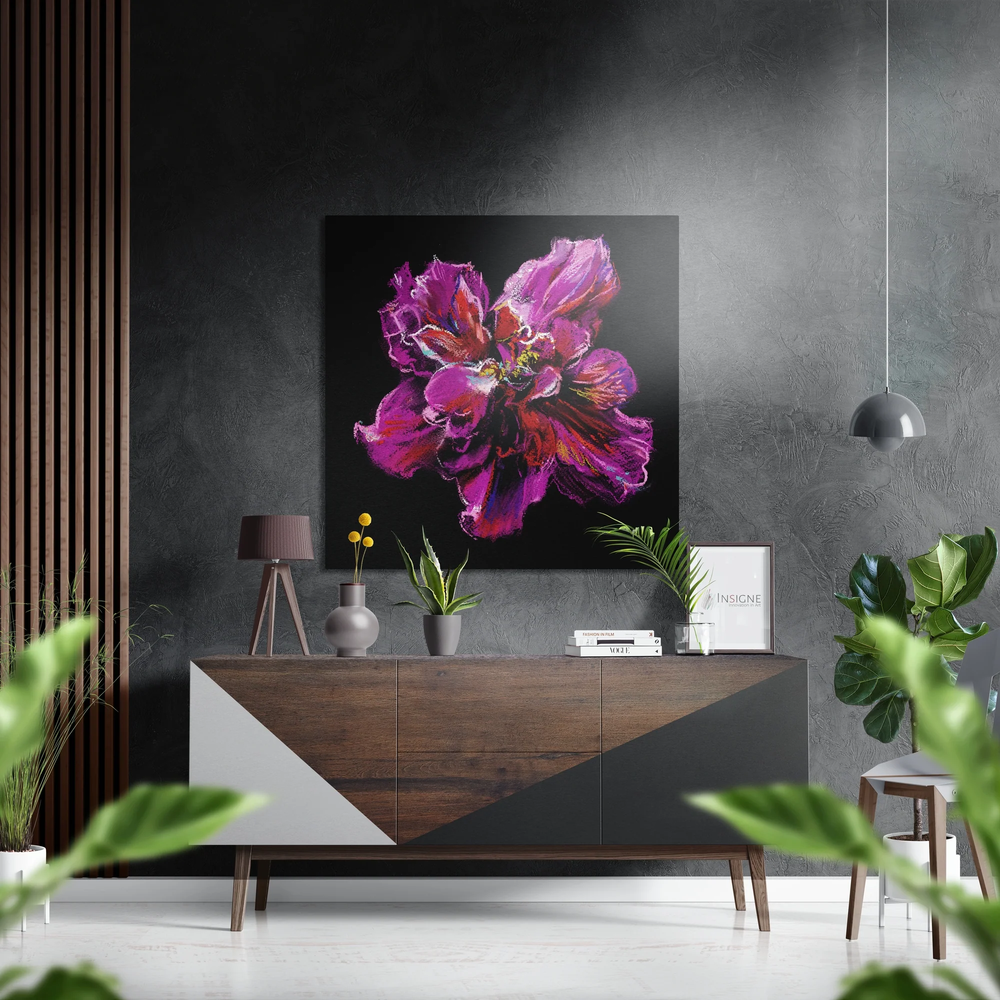 Magenta Peony Painting Brushed Aluminium Dibond Wall Art