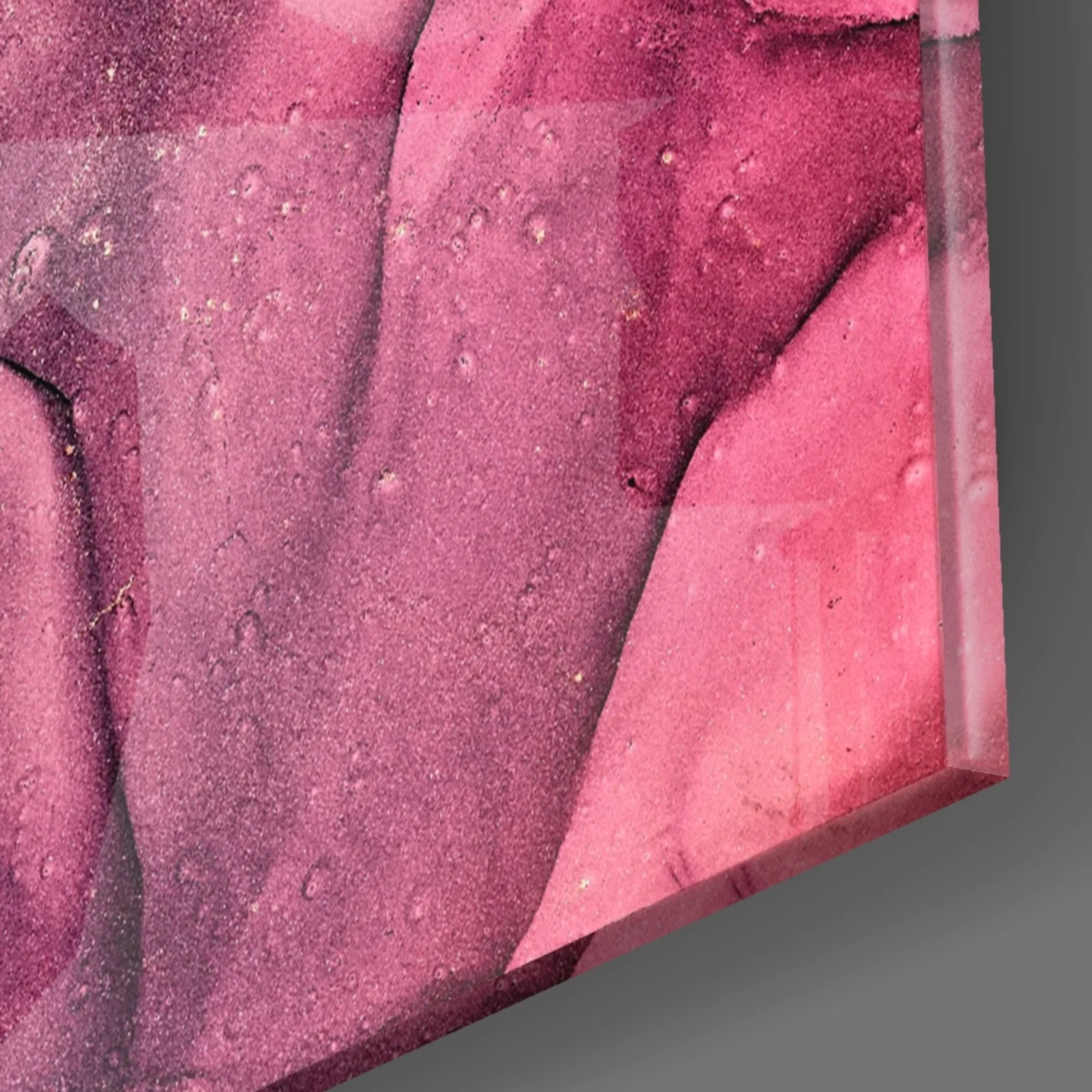 Magenta Pink Ink Bloom Glass Wall Art - Image 8