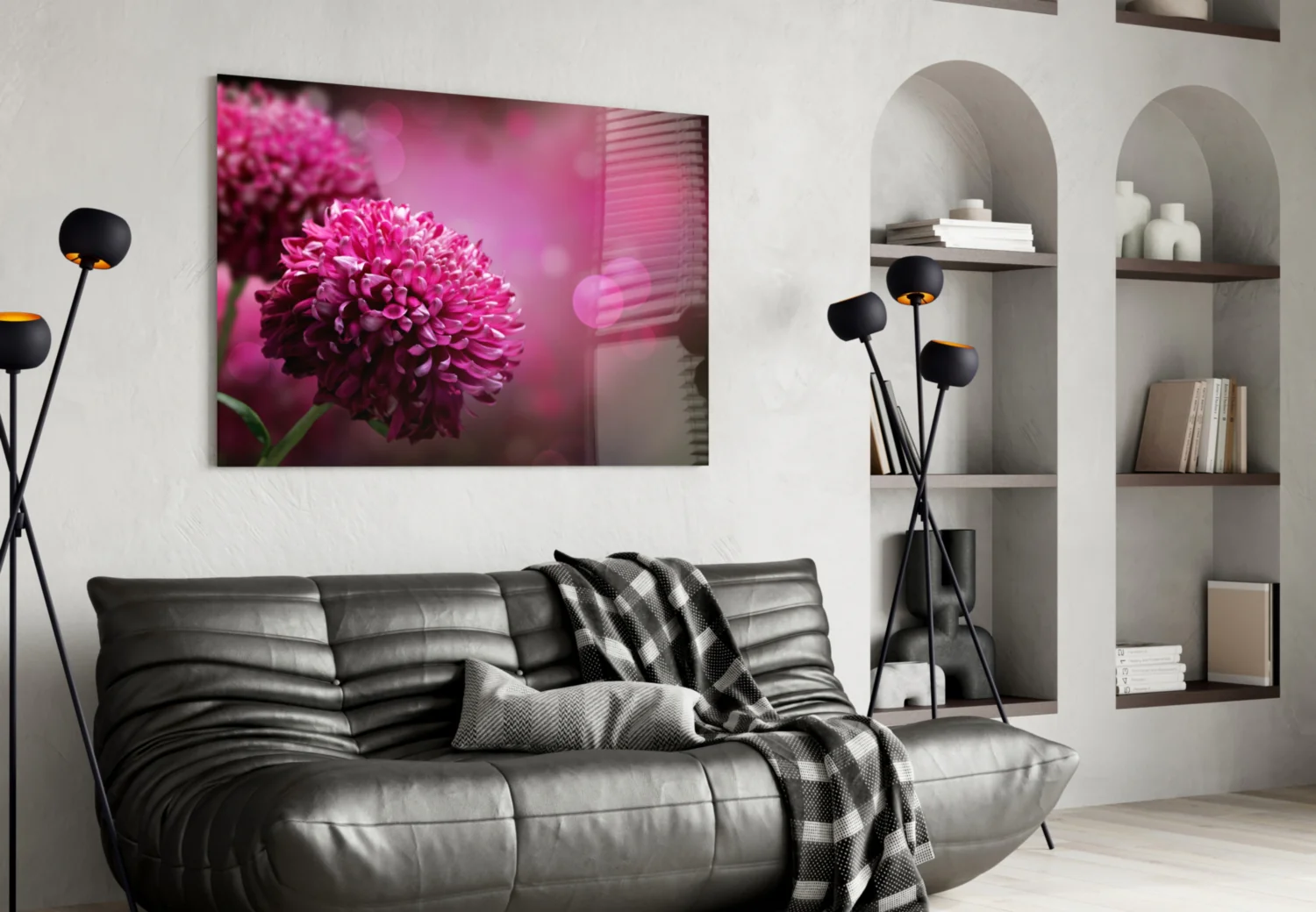 Magenta Pompom Dahlia Glass Wall Art - Image 5