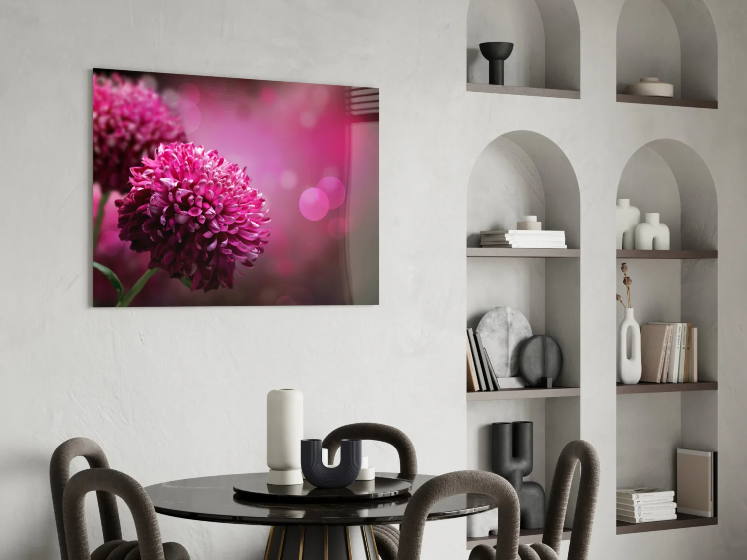 Magenta Pompom Dahlia Glass Wall Art - Image 6