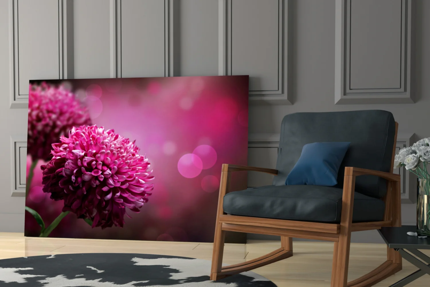 Magenta Pompom Dahlia Glass Wall Art - Image 7