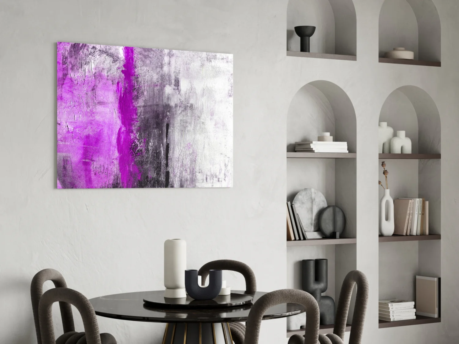 Magenta Stripe Gray Texture Glass Wall Art - Image 5