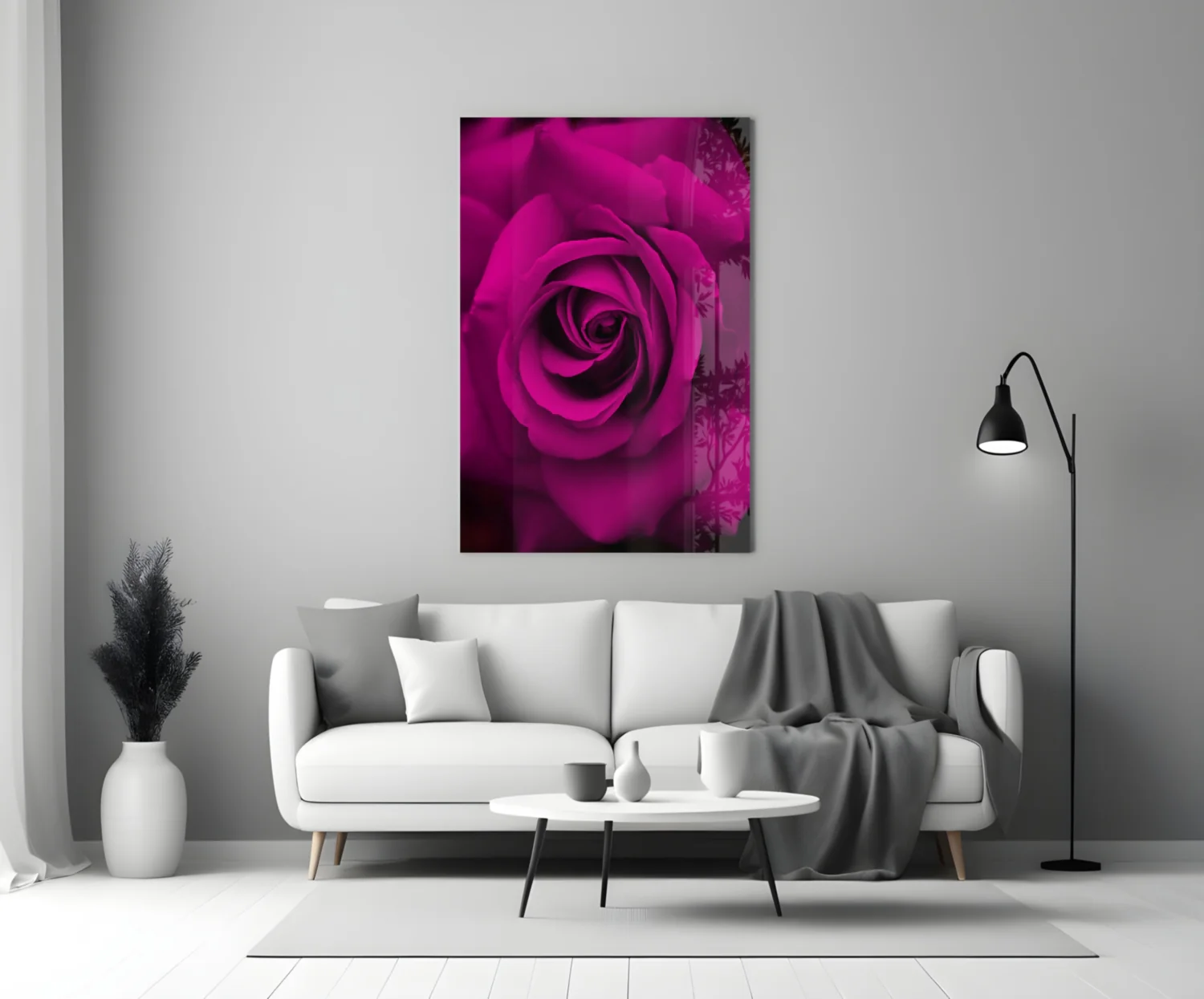 Magenta Velvet Rose Glass Wall Art - Image 3