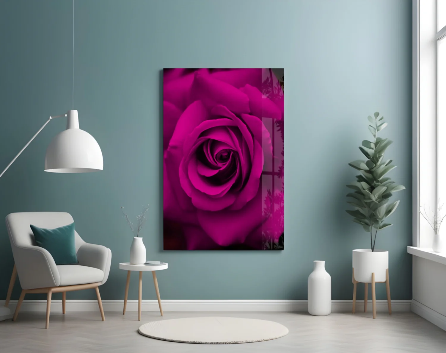Magenta Velvet Rose Glass Wall Art - Image 4