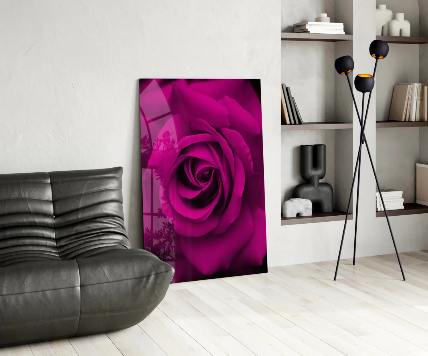 Magenta Velvet Rose Glass Wall Art - Image 5