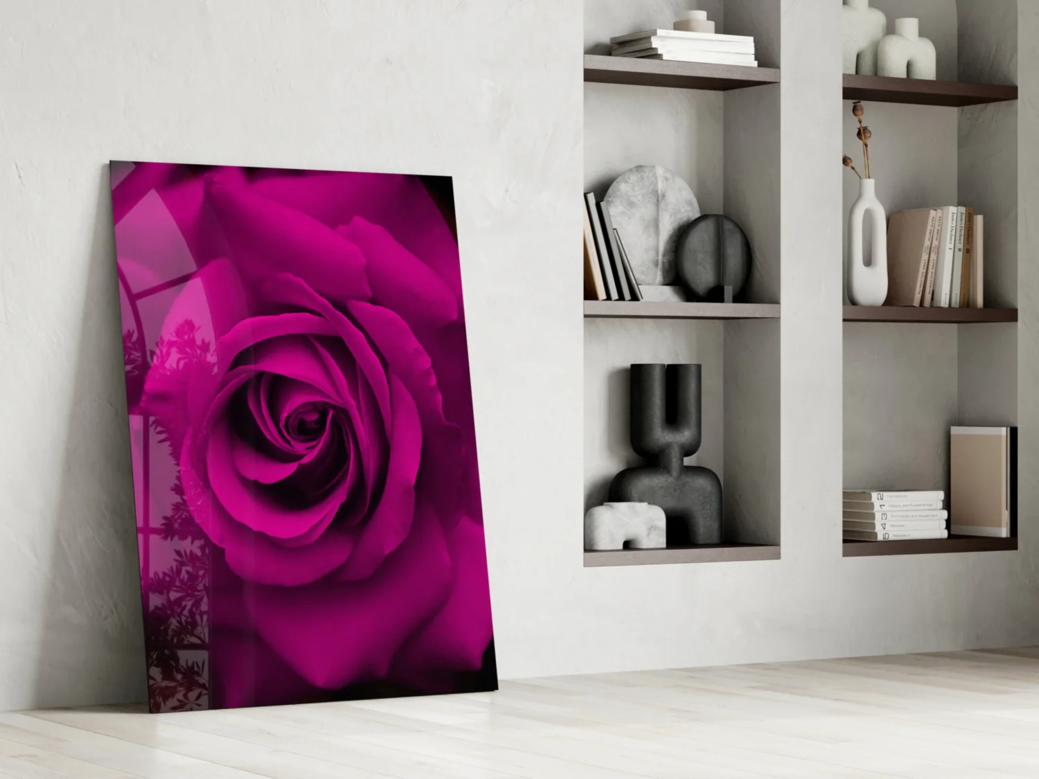 Magenta Velvet Rose Glass Wall Art - Image 6