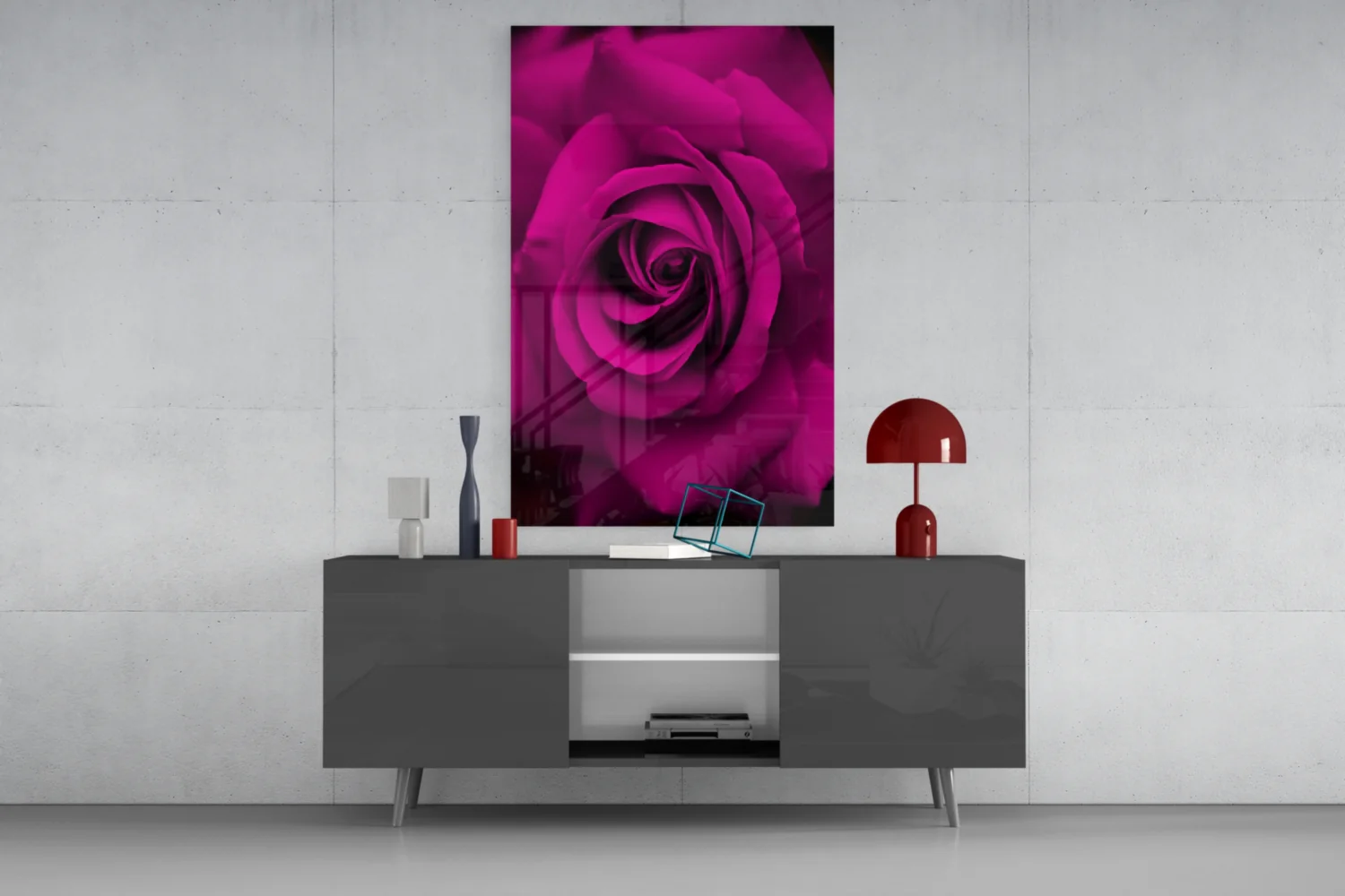 Magenta Velvet Rose Glass Wall Art - Image 8