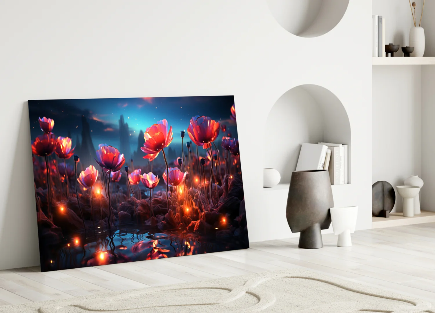Magical Poppies Glass Wall Art || Designer Collection - Image 3