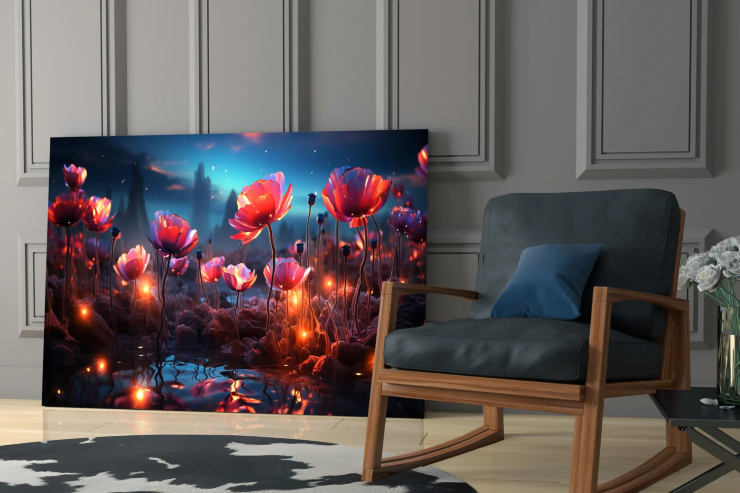 Magical Poppies Glass Wall Art || Designer Collection - Image 6