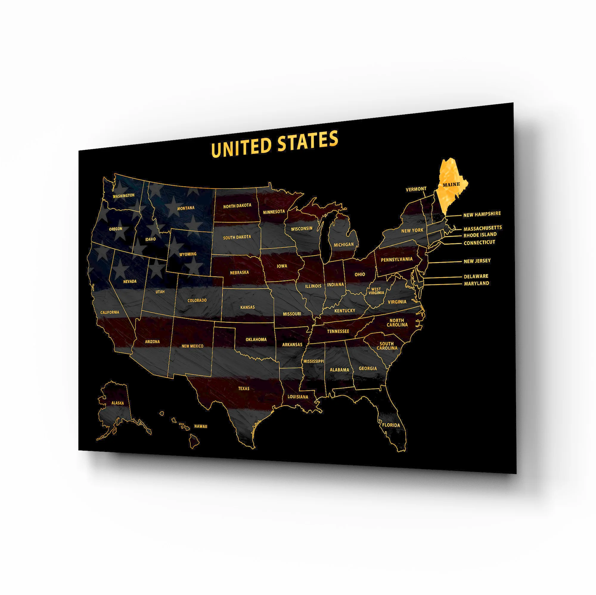 Maine State Map — Haptic 3D Embossed Metal Wall Art - Image 2