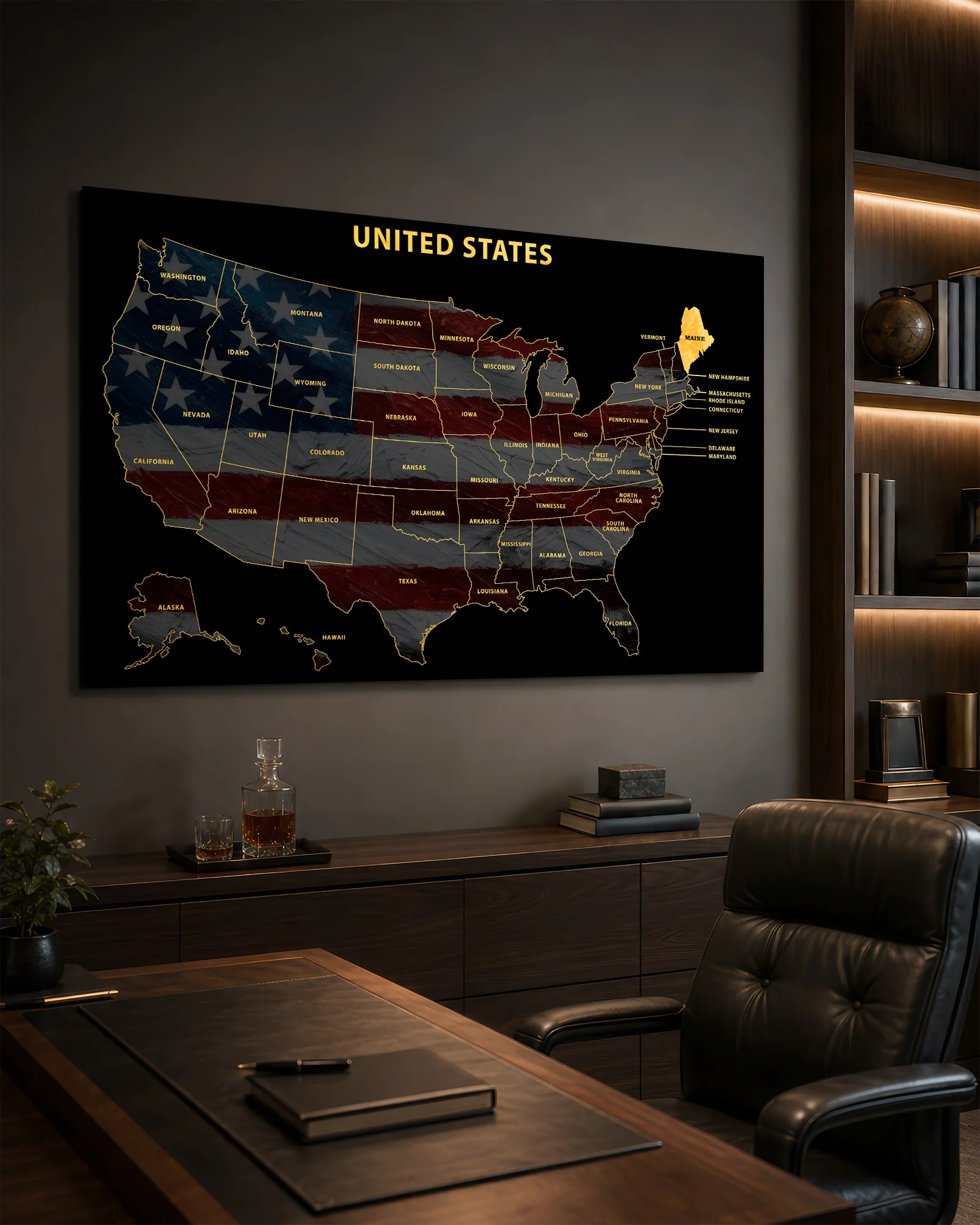 Maine State Map — Haptic 3D Embossed Metal Wall Art - Image 4