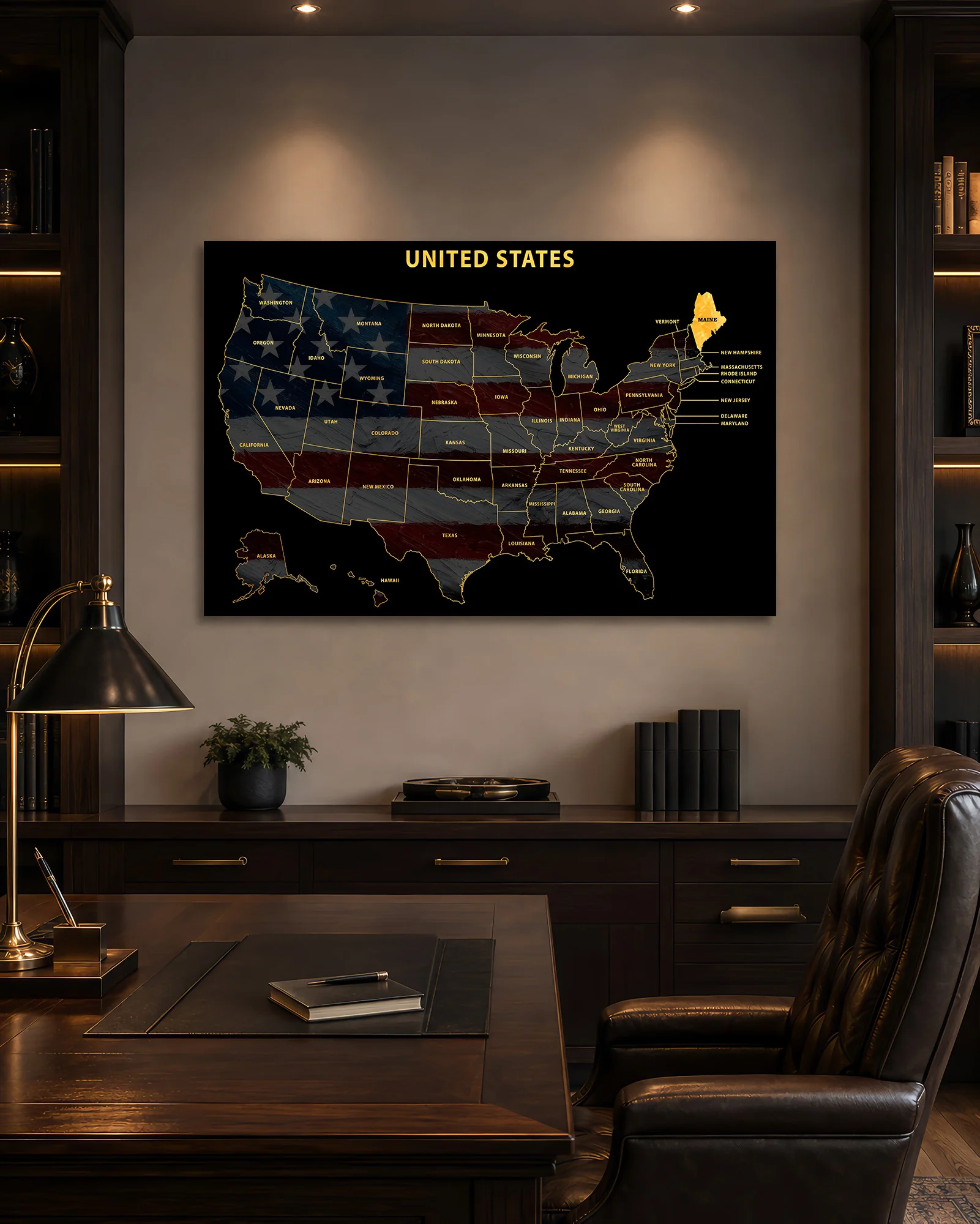 Maine State Map — Haptic 3D Embossed Metal Wall Art - Image 8