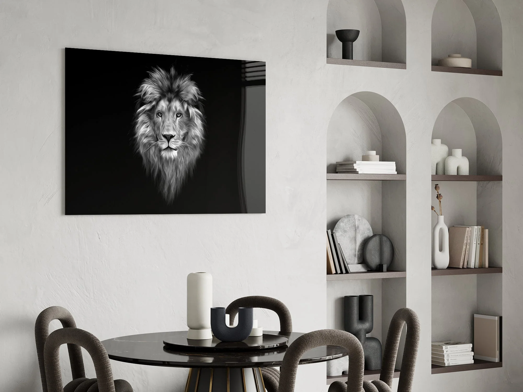 Majestic Monochrome Lion Glass Wall Art - Image 6