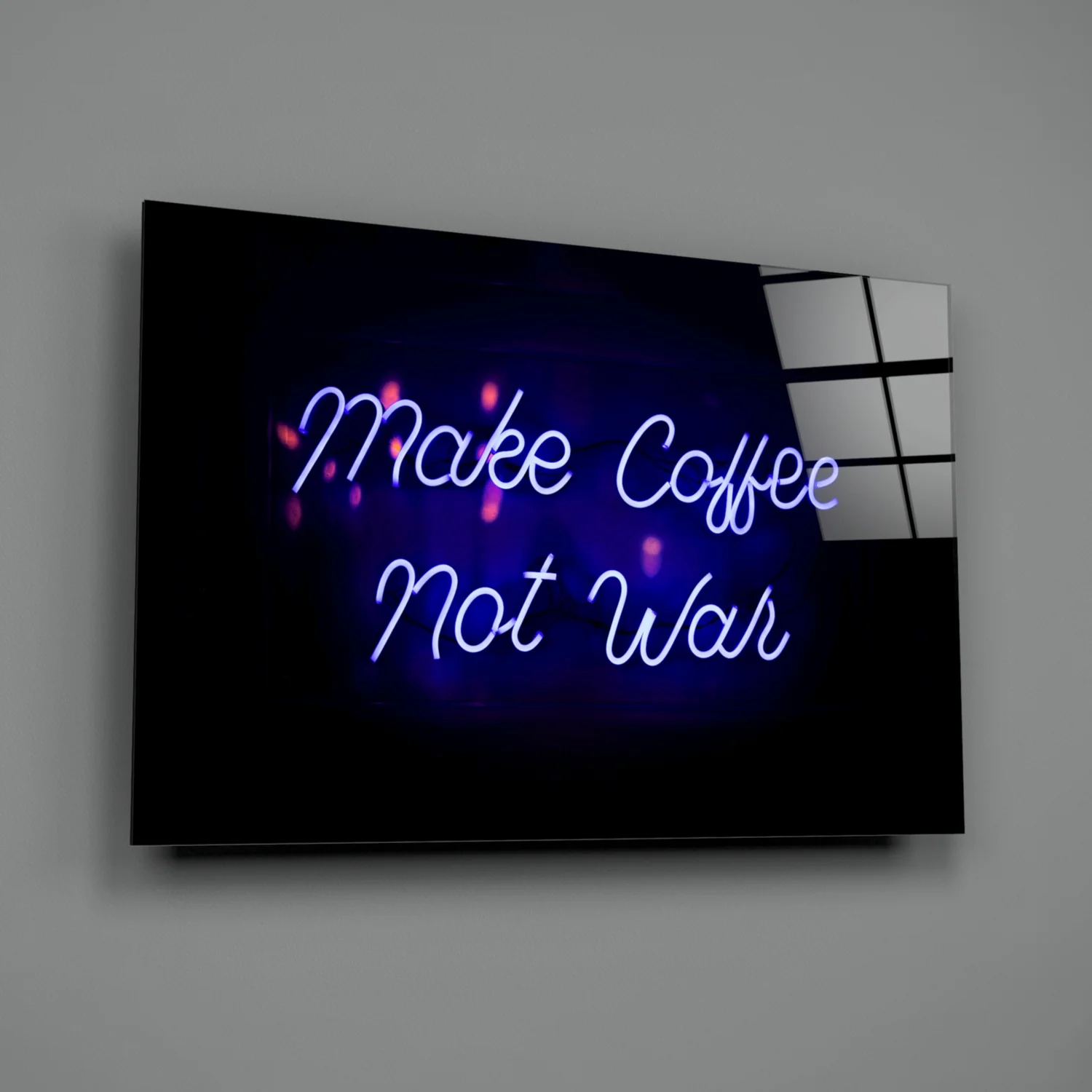 “Make Coffee not War” Glass Wall Art - Image 2