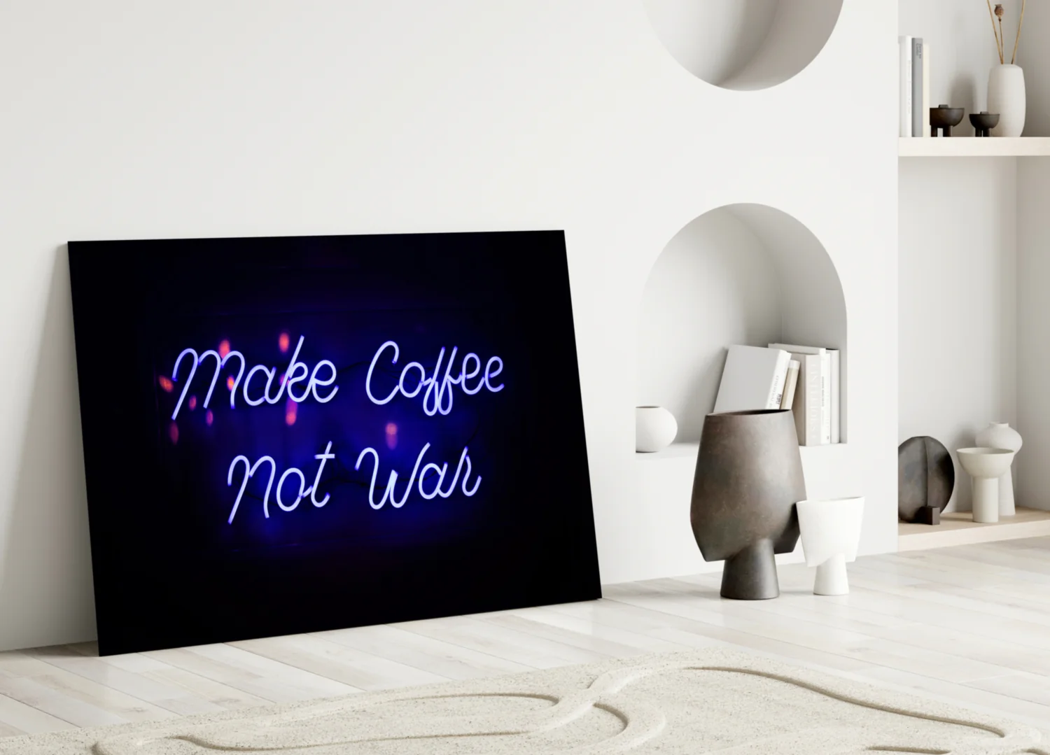 “Make Coffee not War” Glass Wall Art - Image 3