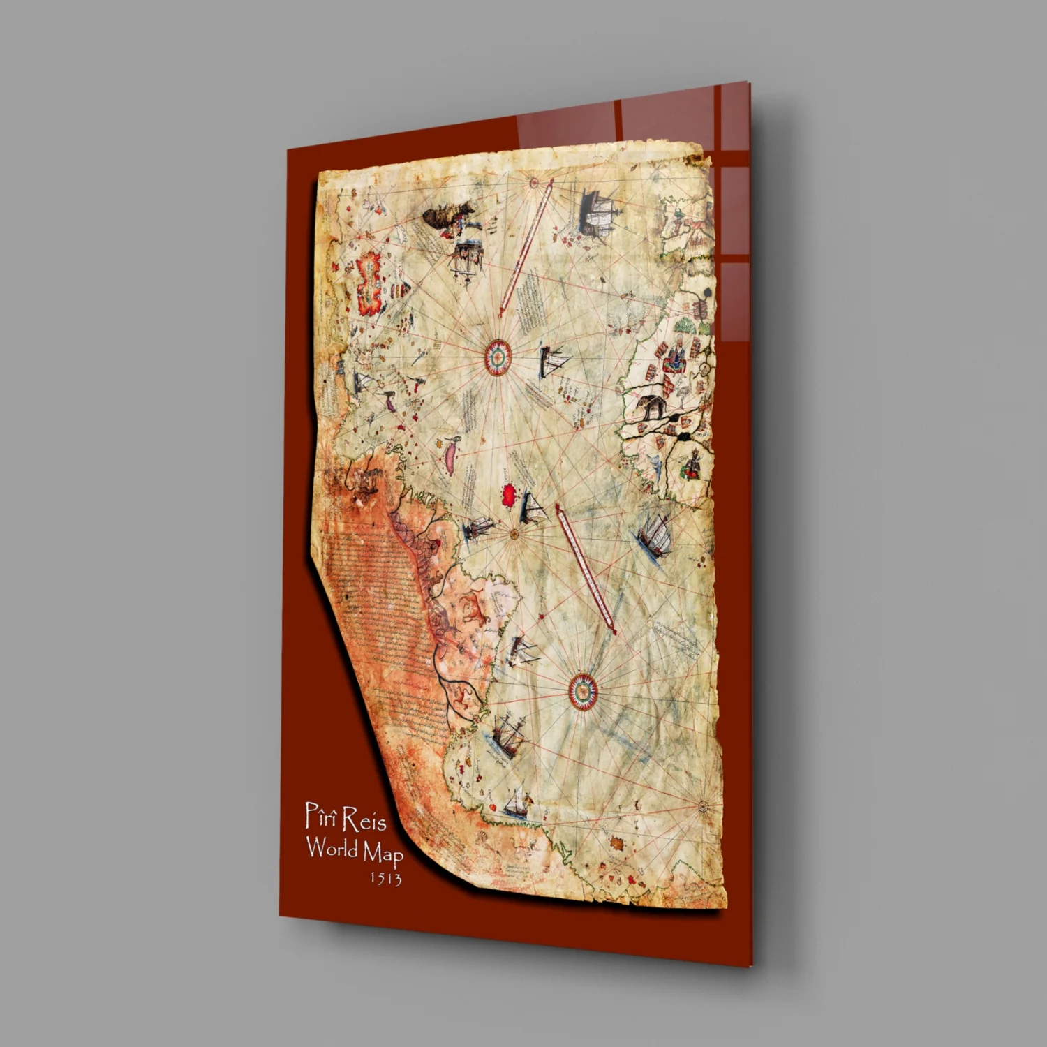 Map of Piri Reis Glass Wall Art - Image 2