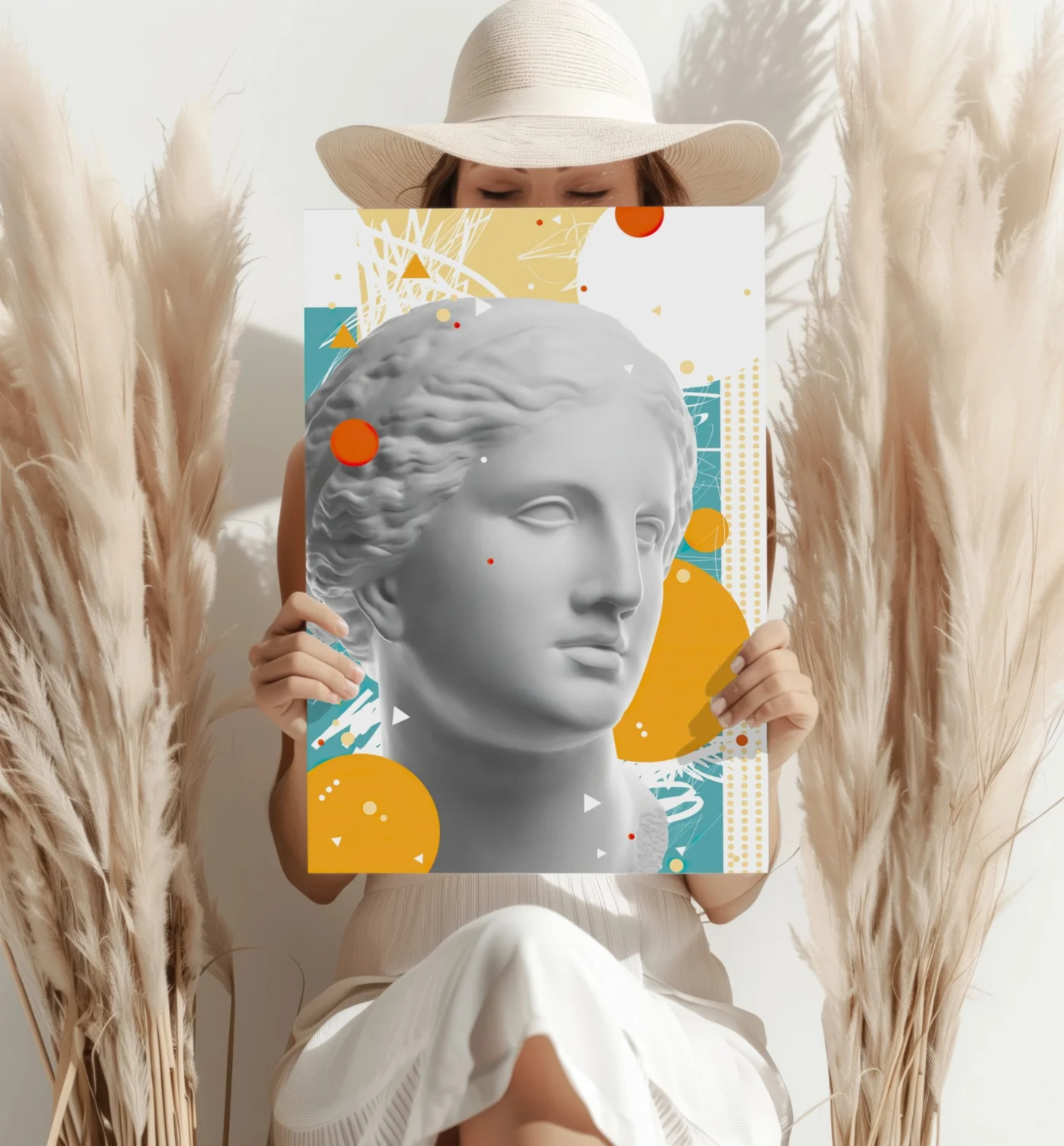 Marble Bust Memphis Collage Aluminum Print - Image 4