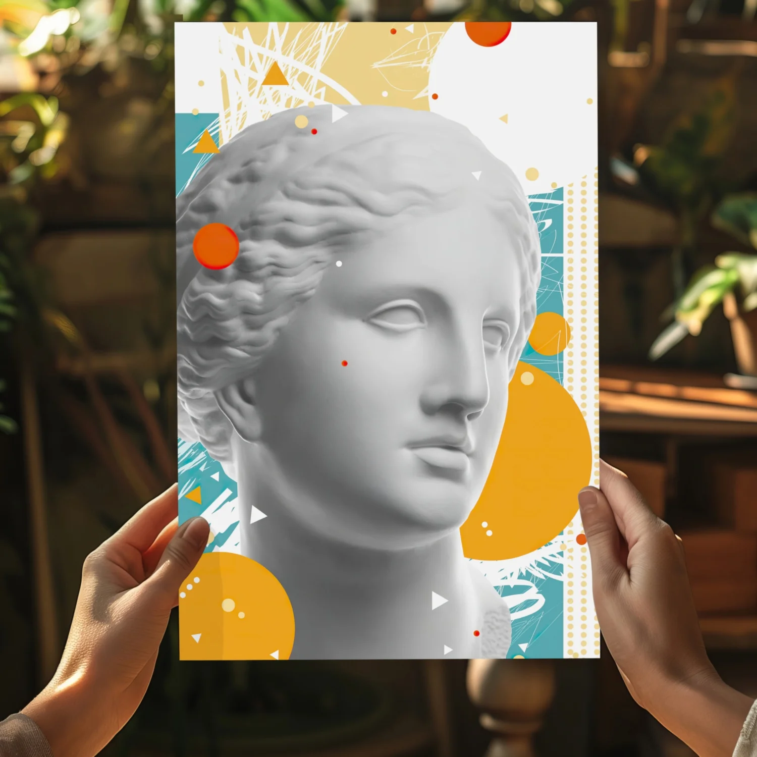 Marble Bust Memphis Collage Aluminum Print - Image 5
