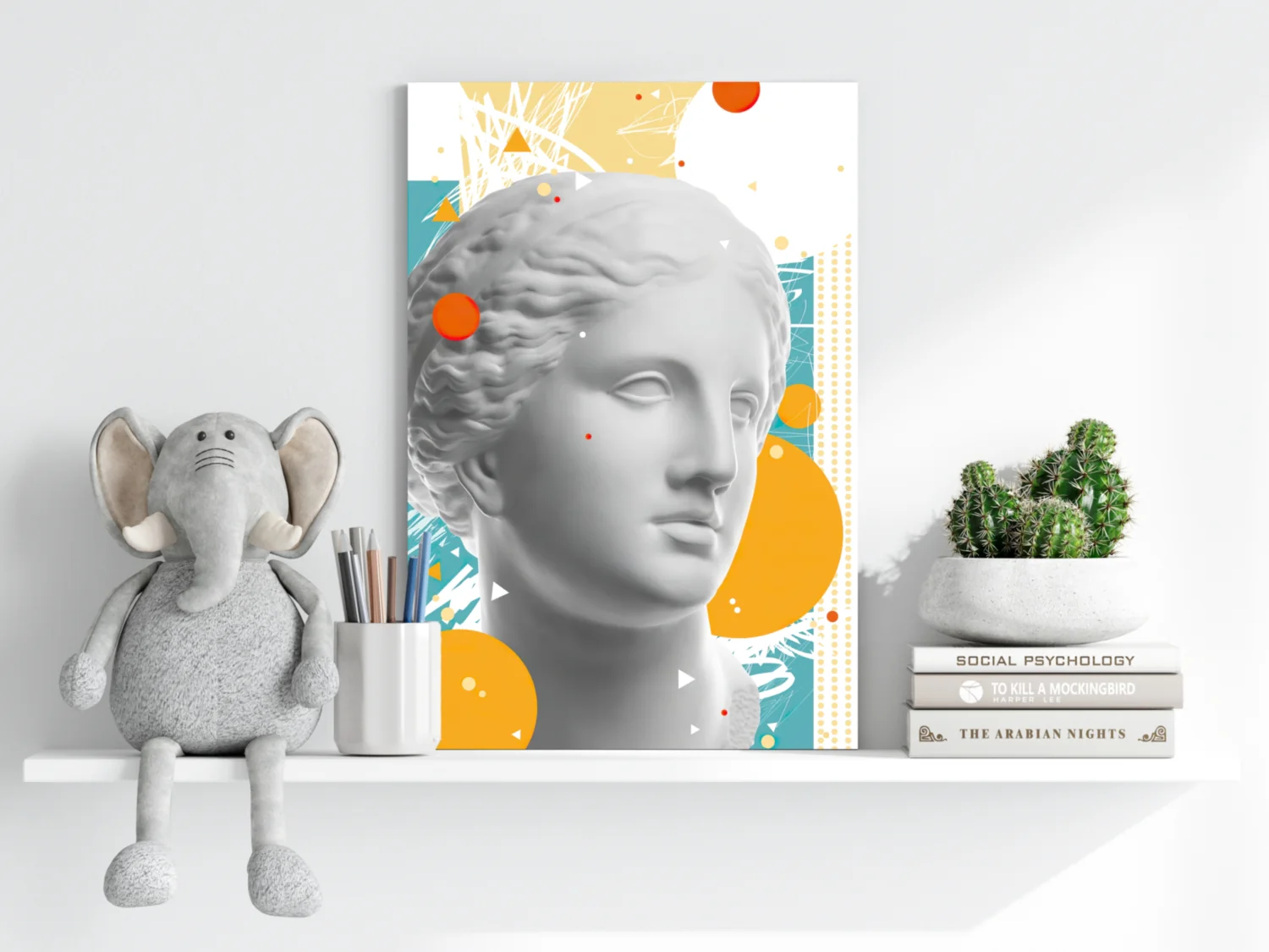 Marble Bust Memphis Collage Aluminum Print - Image 6
