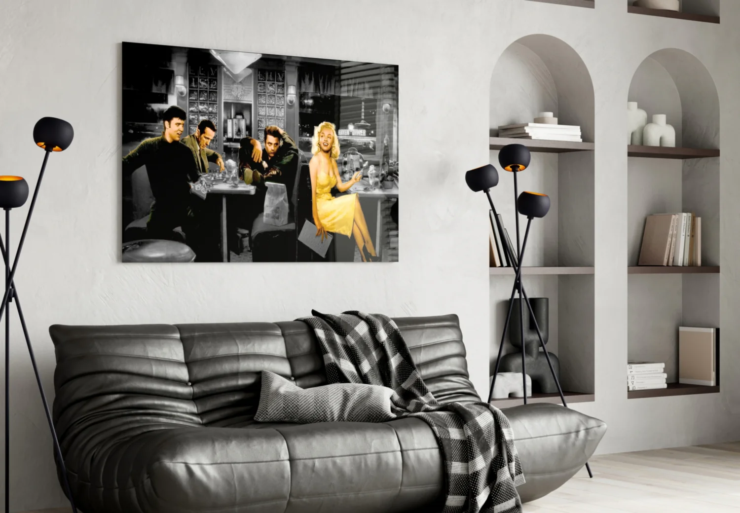 Retro Icons at the Cafe Glass Wall Art - Image 4